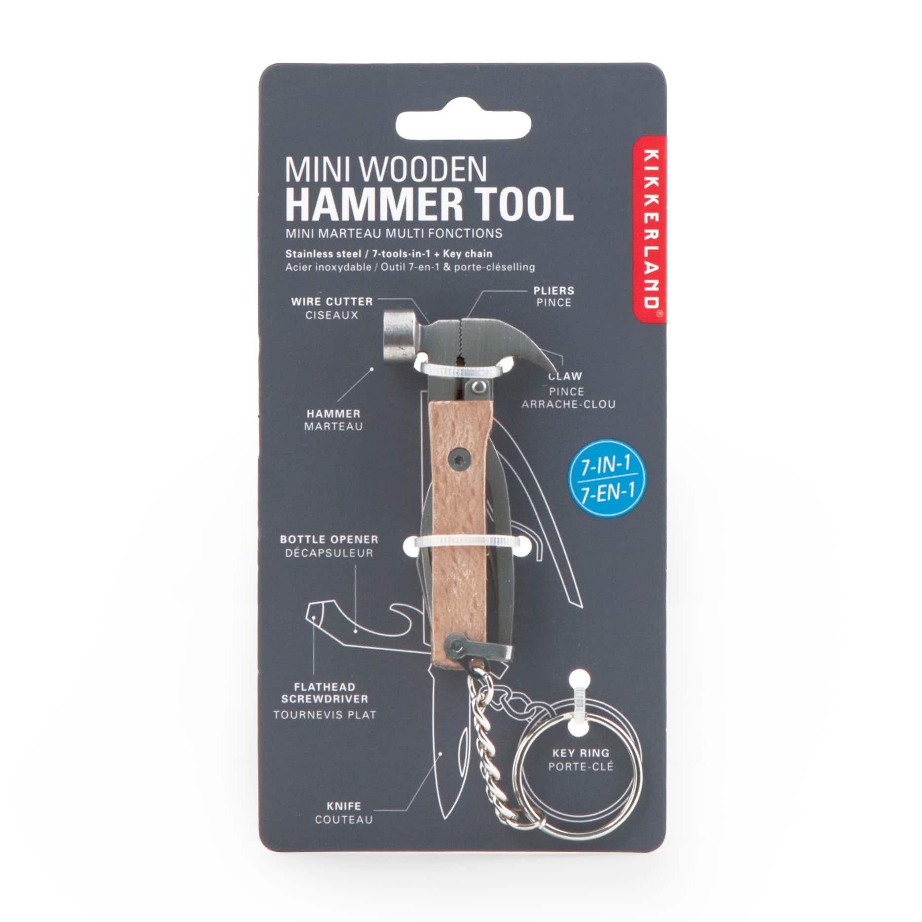 Kikkerland&#xAE; Wooden Mini Hammer Keyring Tool