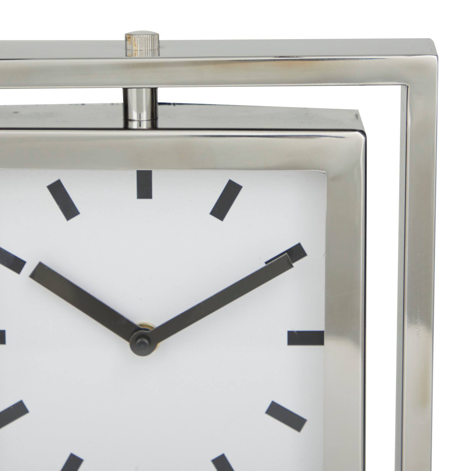 Silver Stainless Steel Glam Clock, 9" x 3" x 10"