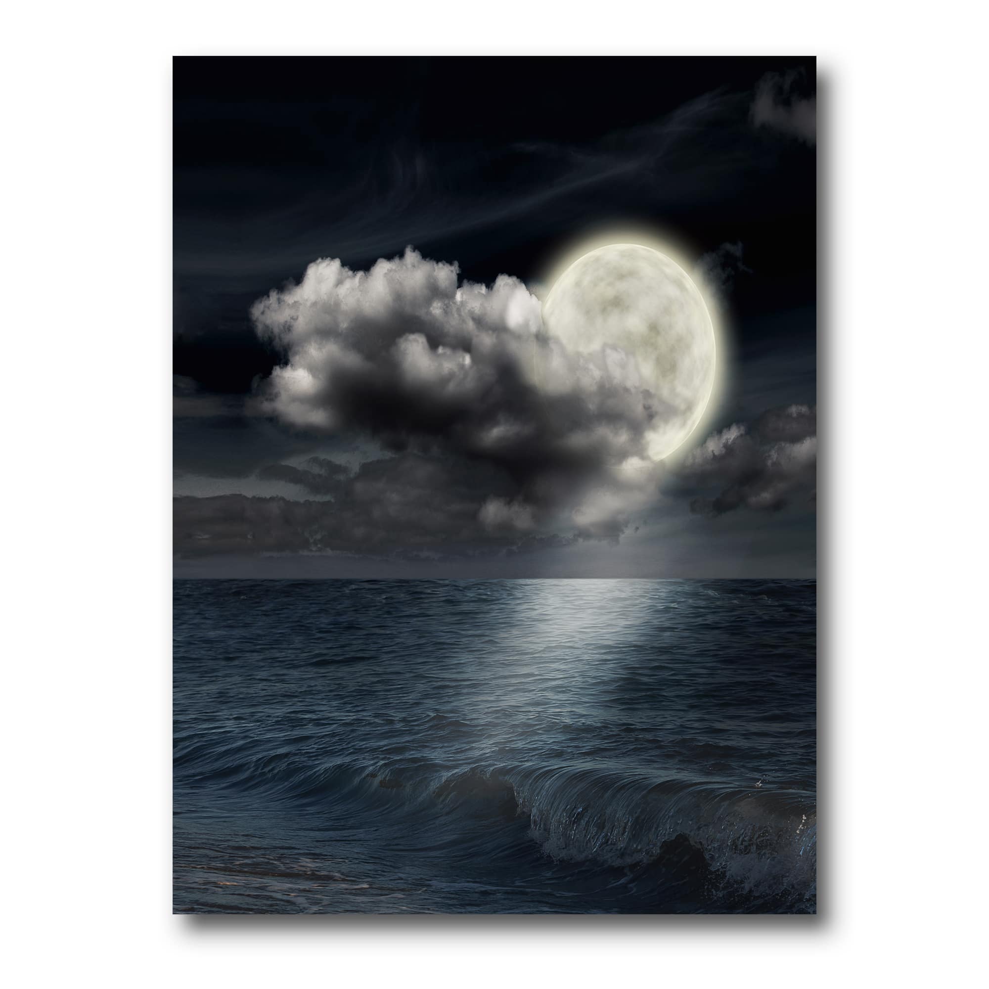 Designart - Full Moon In Cloudy Night Sky VI - Nautical & Coastal Canvas Wall Art Print
