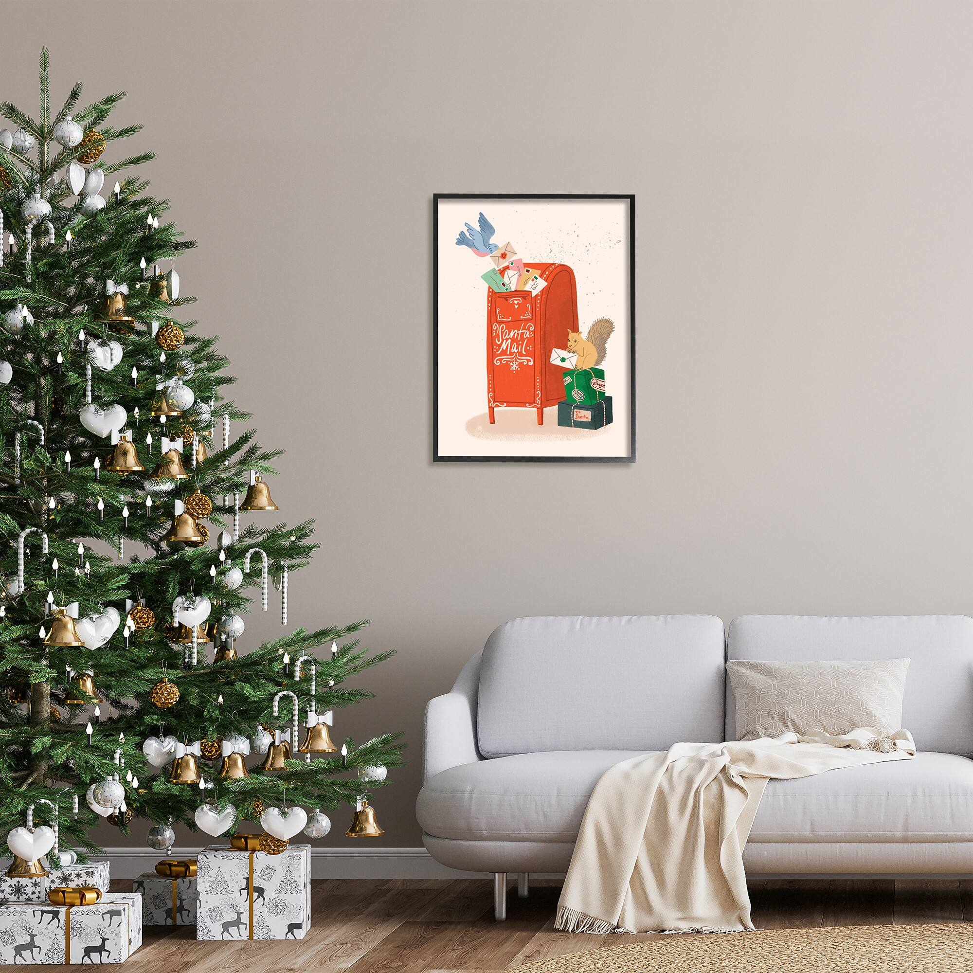 Stupell Industries Santa's Mail Postal Letters Animals Framed Giclee Art