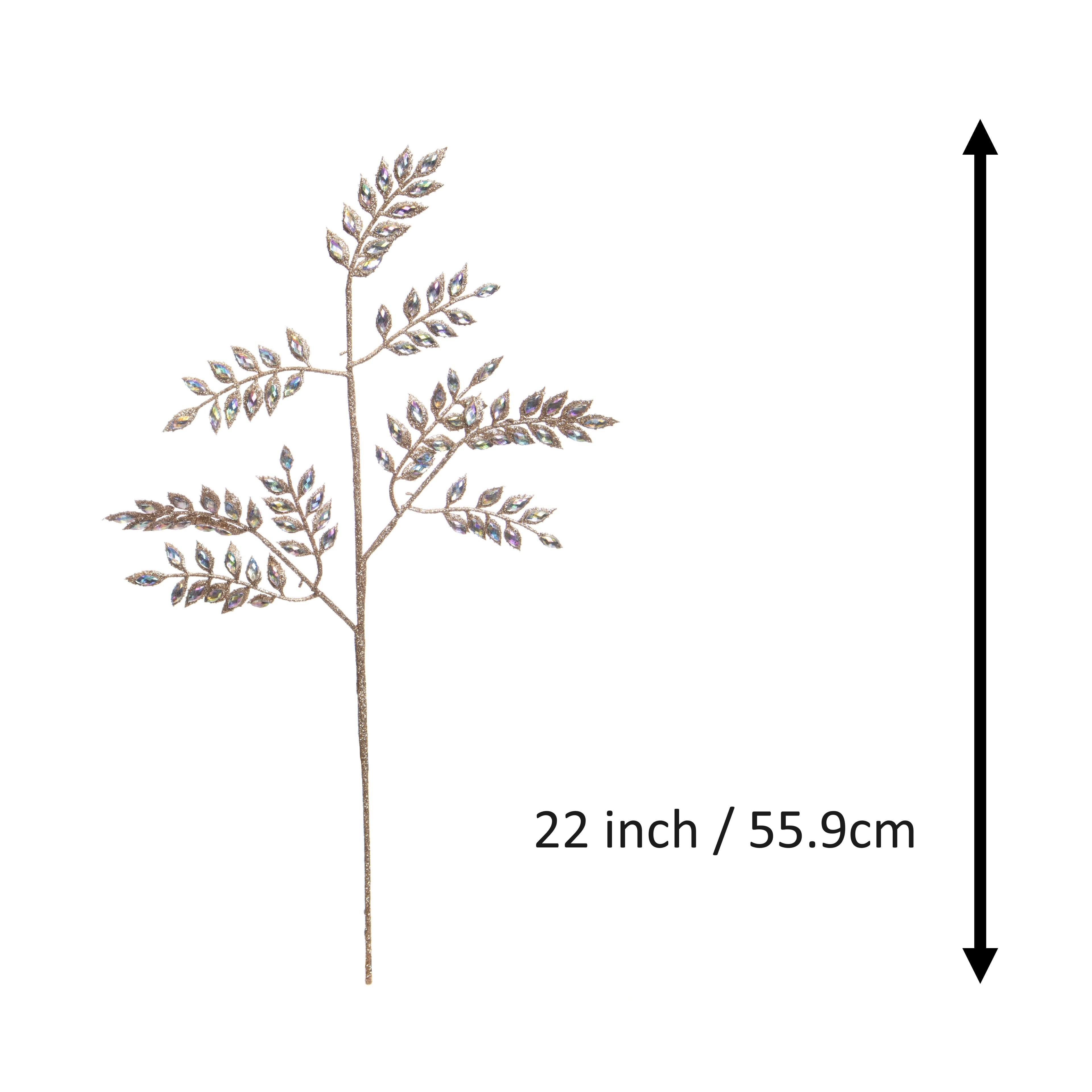 22&#x22; Champagne Glitter &#x26; Iridescent Jewel Leaf Stem by Ashland&#xAE;