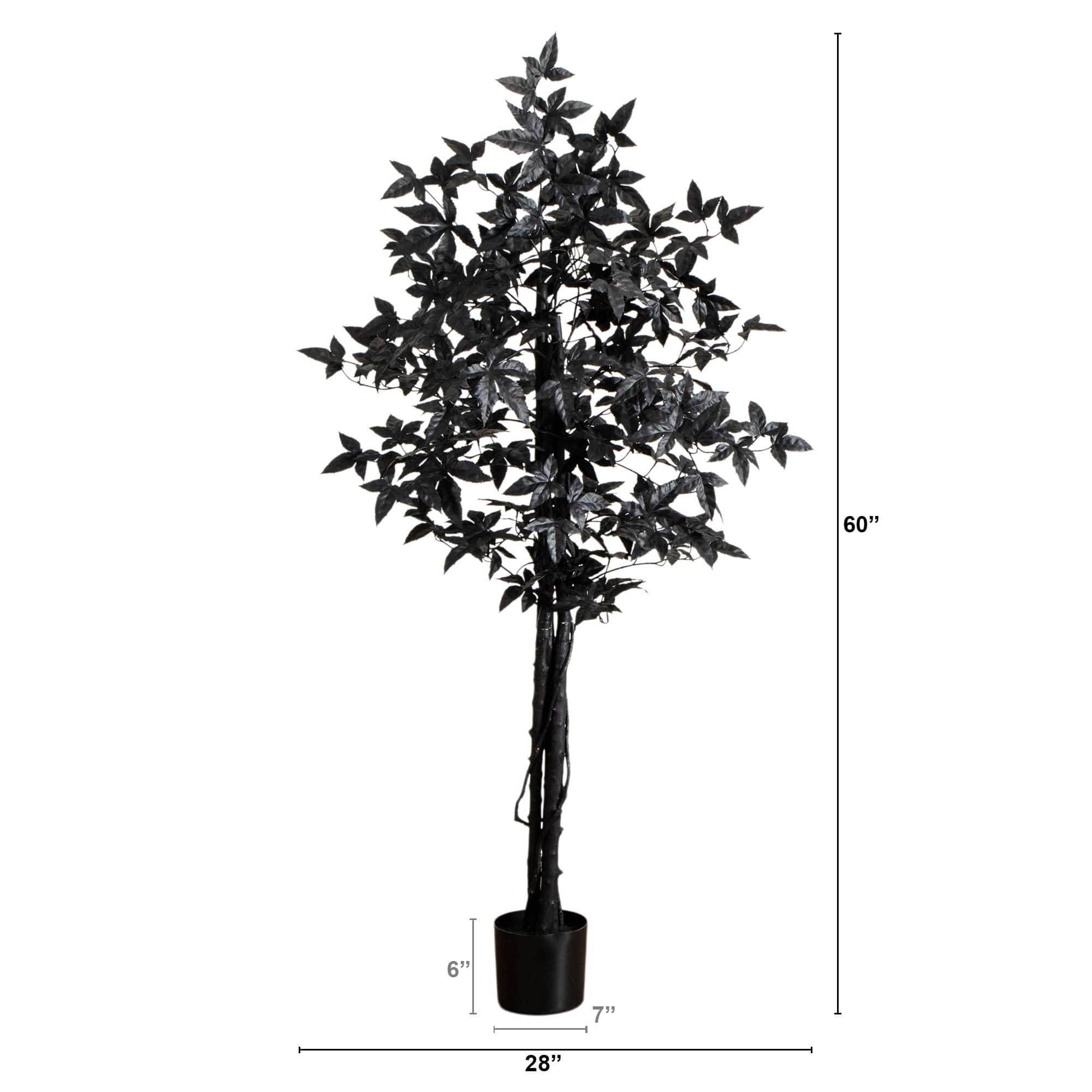 5ft. Artificial Halloween Black Maple Tree with Natural Trunk