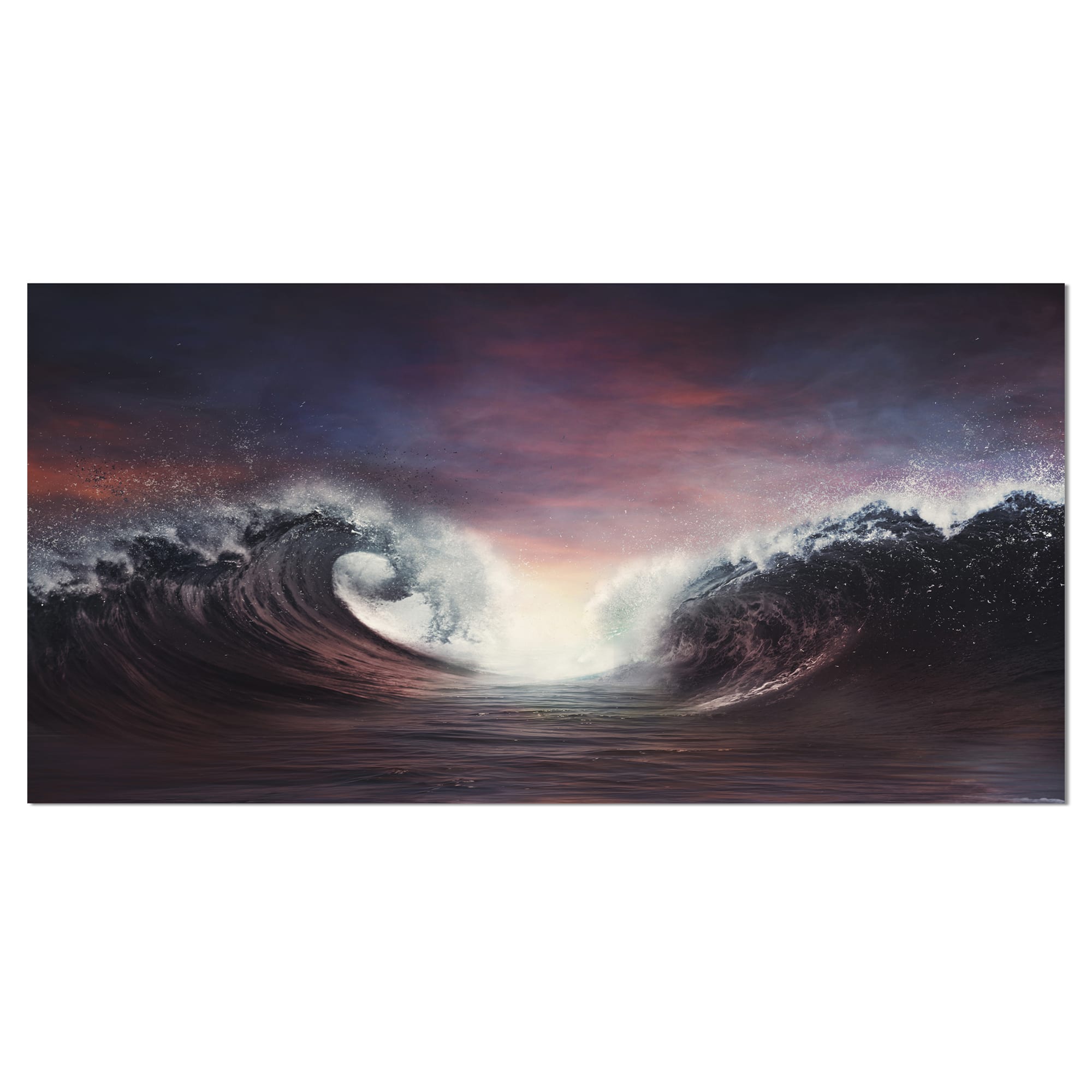 Designart - Dark Parting Ocean with Colorful Clouds - Seascape Canvas Art Print