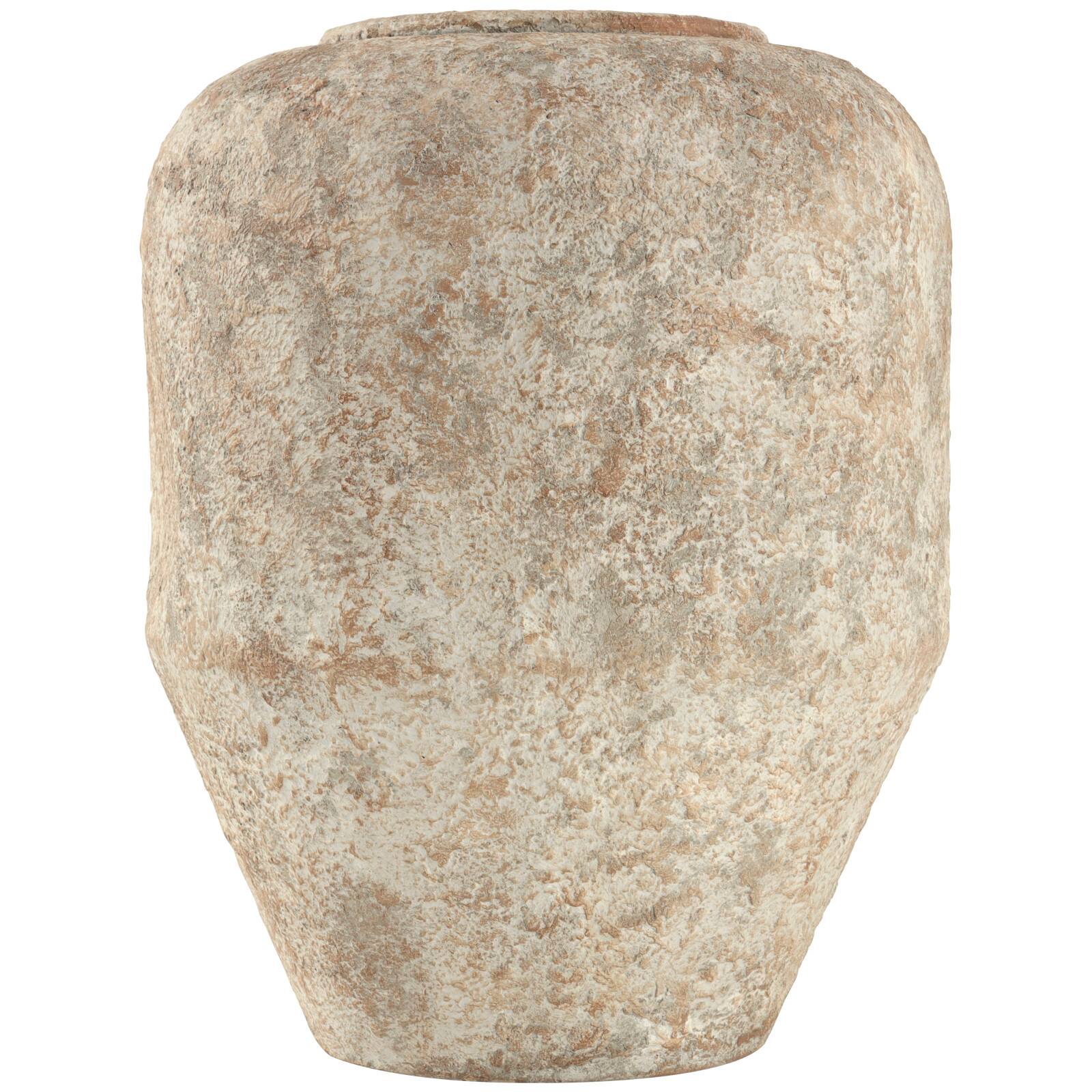 15" Beige Distressed Metal Vase