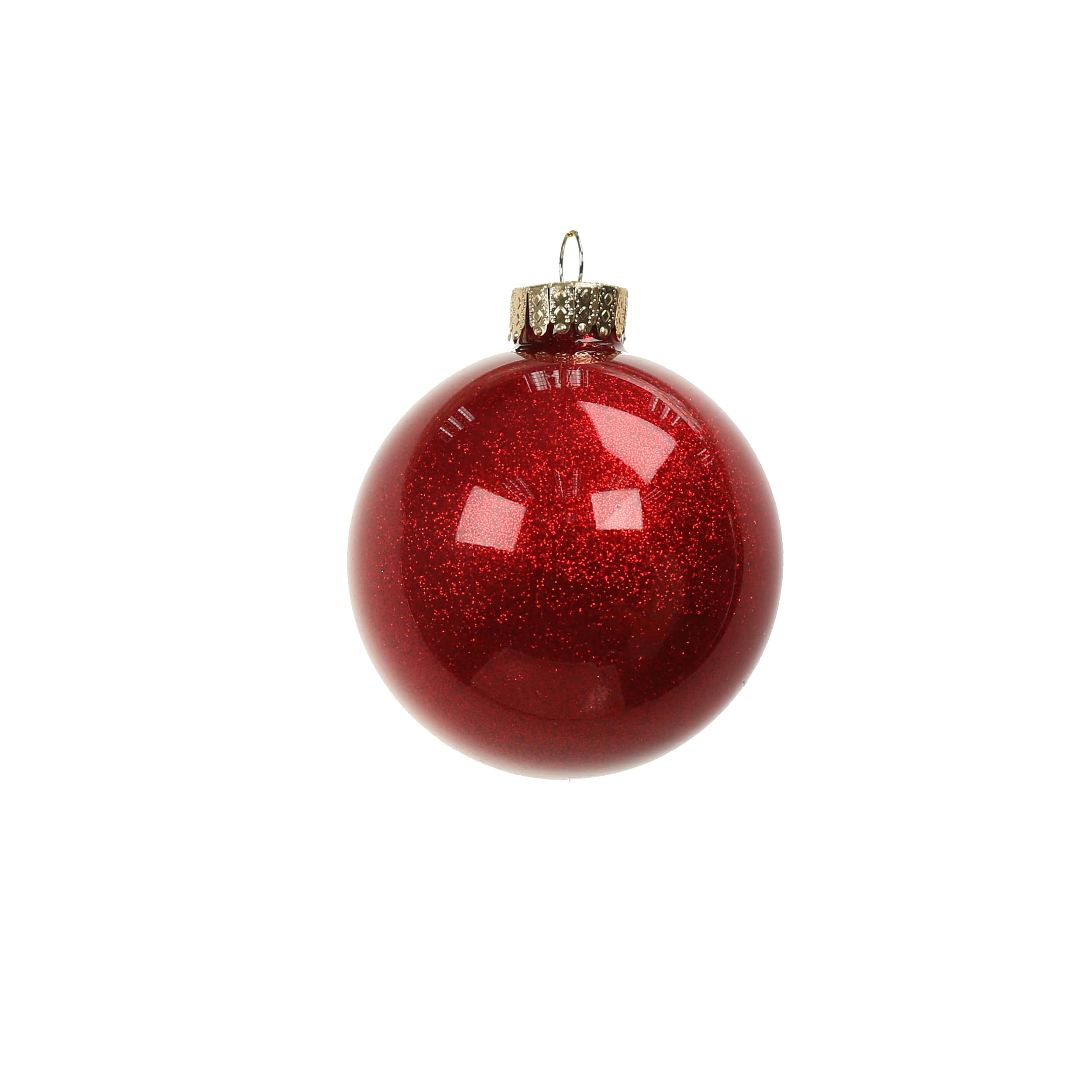 4 Pack 3&#x22; Red Glitter Glass Ball Ornaments by Ashland&#xAE;