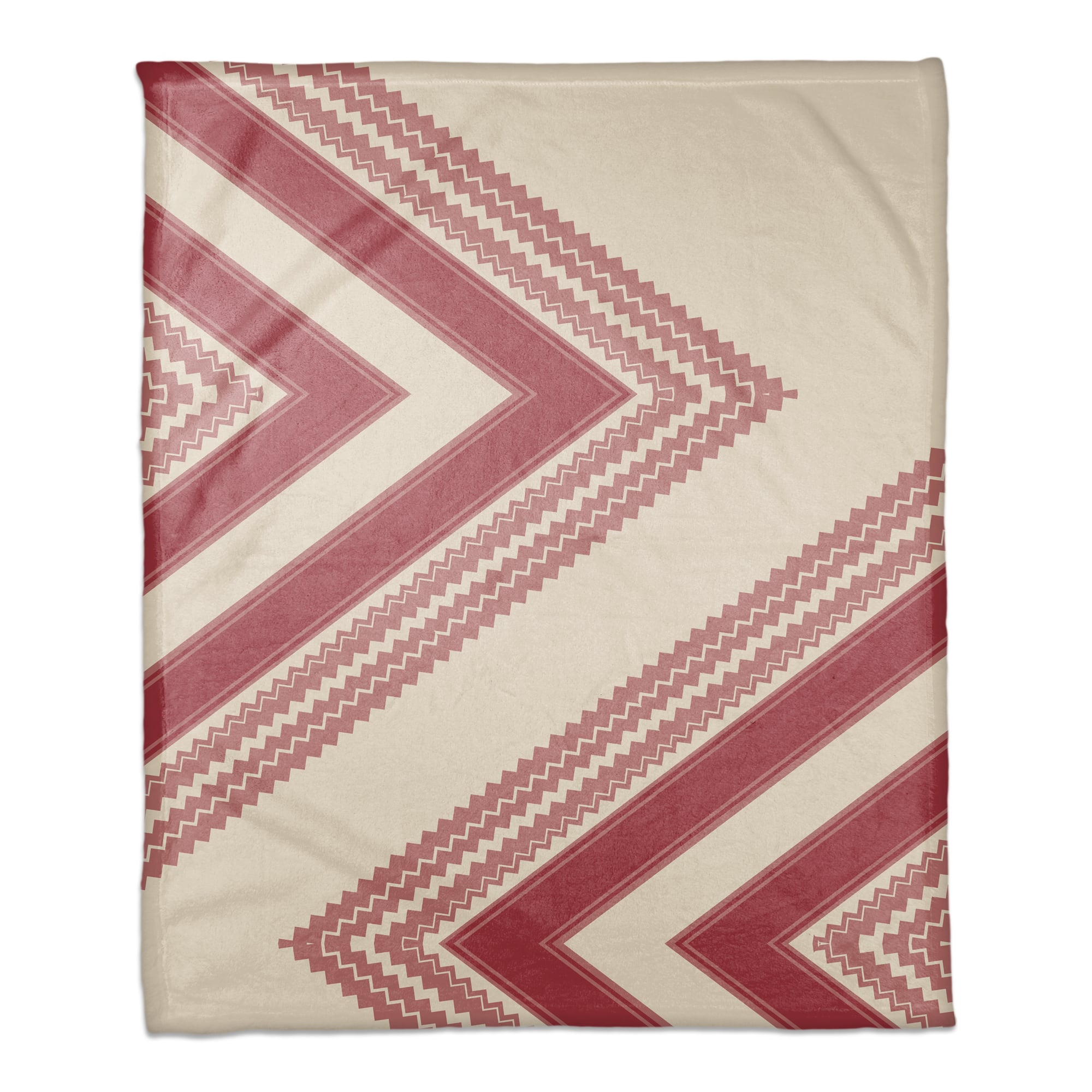 Zig Zag Cream Pink 50" x 60" Coral Fleece Blanket