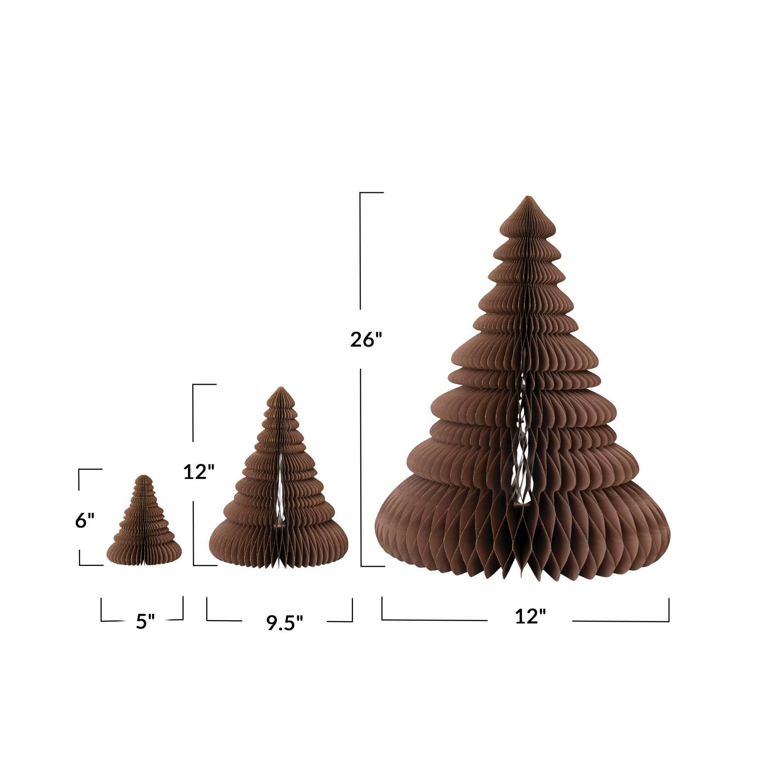 Hello Honey&#xAE; Round Brown Paper Folding Honeycomb Tree Set with Gold Glitter