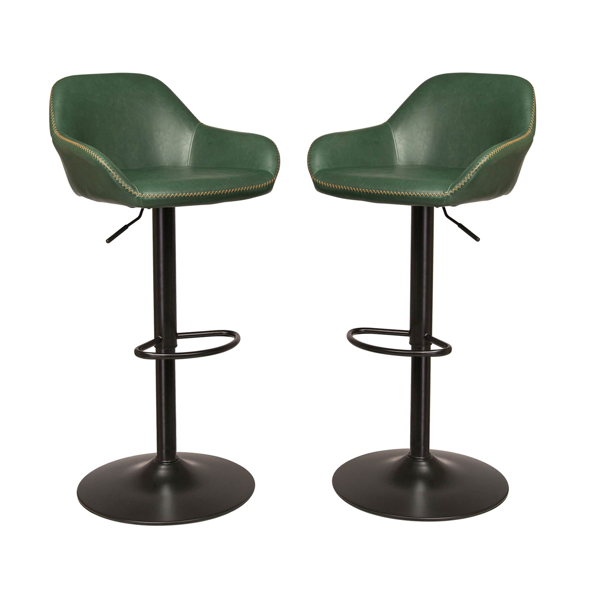 Glitzhome® Mid-Century Leatherette Gaslift Adjustable Swivel Bar Stool Set