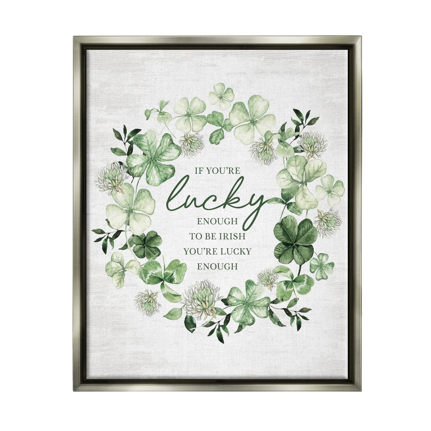 Stupell Industries Irish is Lucky Enough Wreath Floater Framed Art