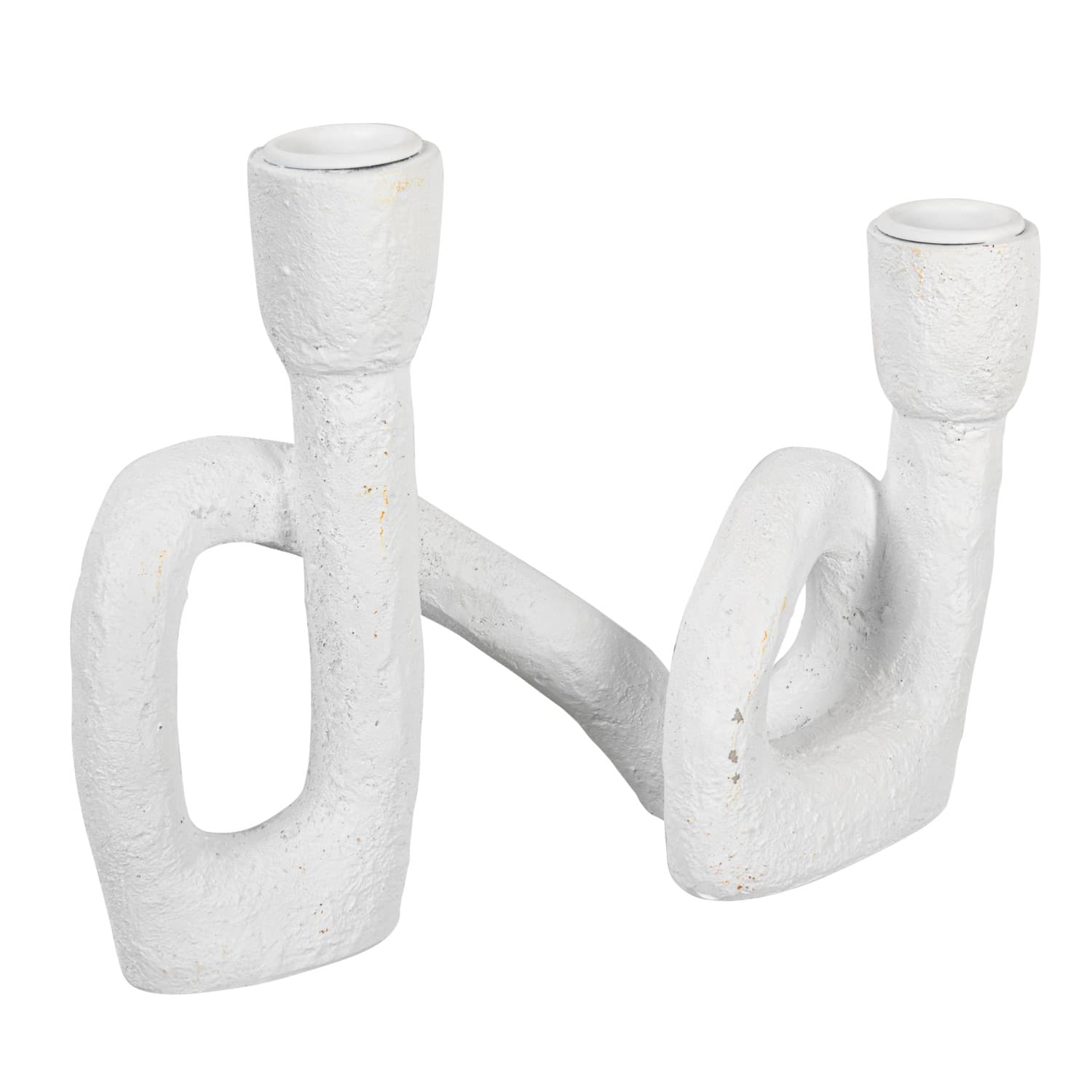 Hello Honey® 8.3" White Abstract Double Taper Candle Holder