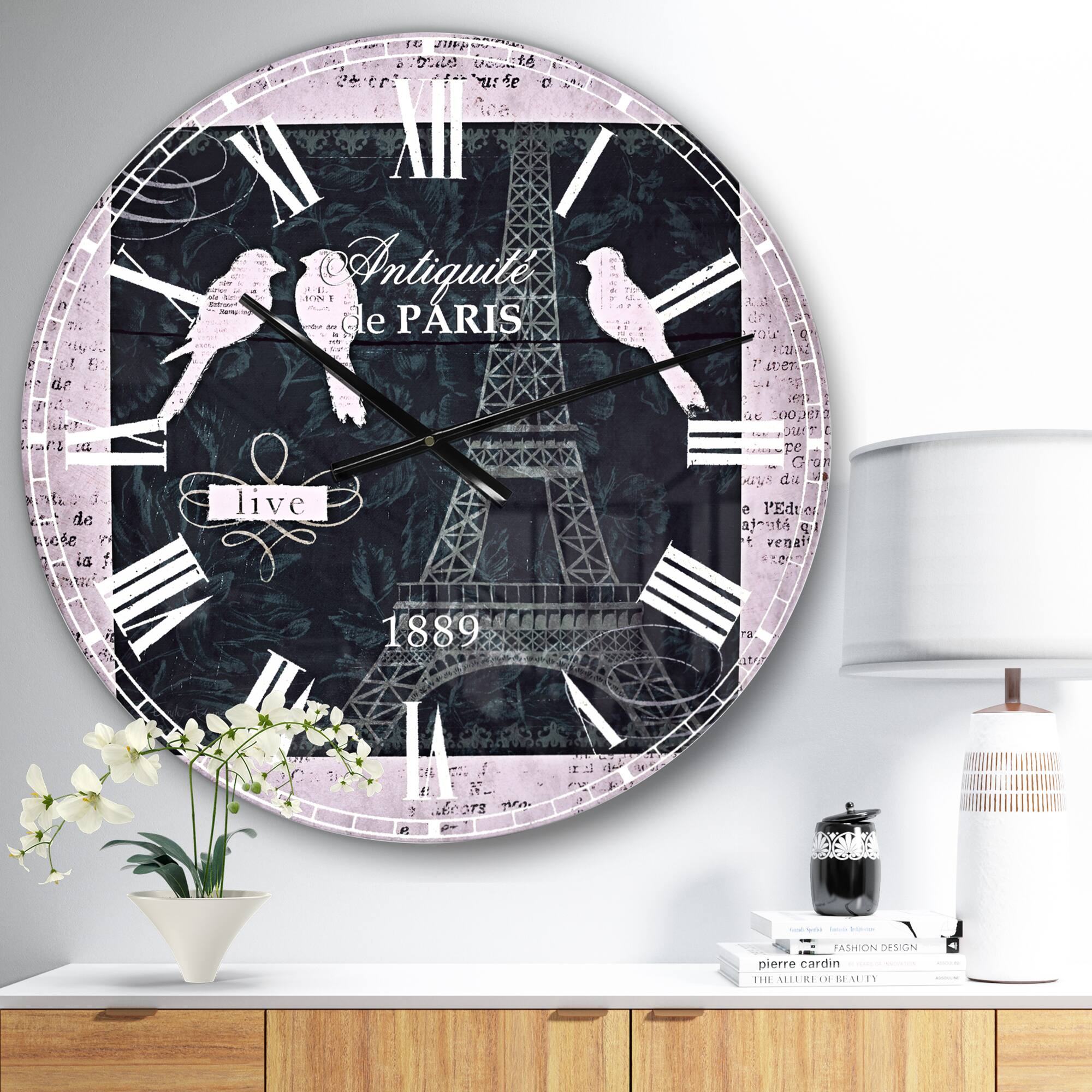 Designart &#x27;Paris Vintage Collage Ii Traditional Wall Clock