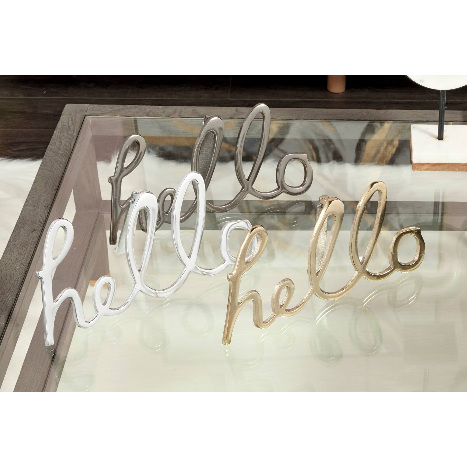 CosmoLiving by Cosmopolitan Hello Glam D&#xE9;cor Sign Set