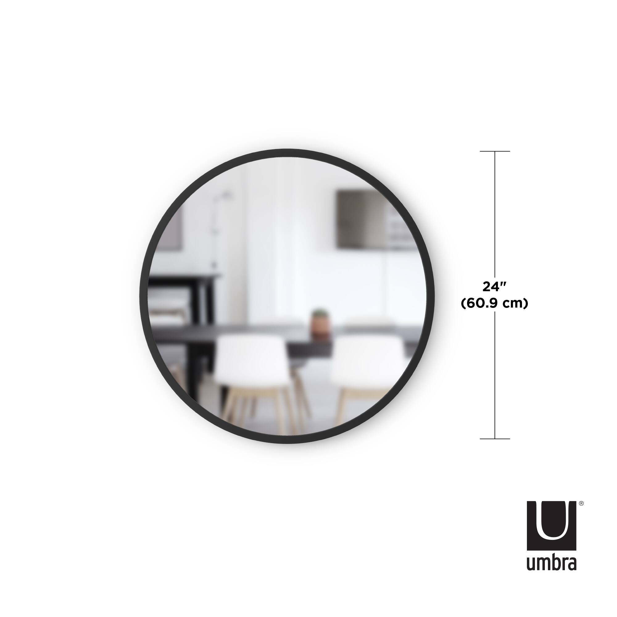 Umbra 24&#x22; Black Hub Decorative Round Wall Mirror