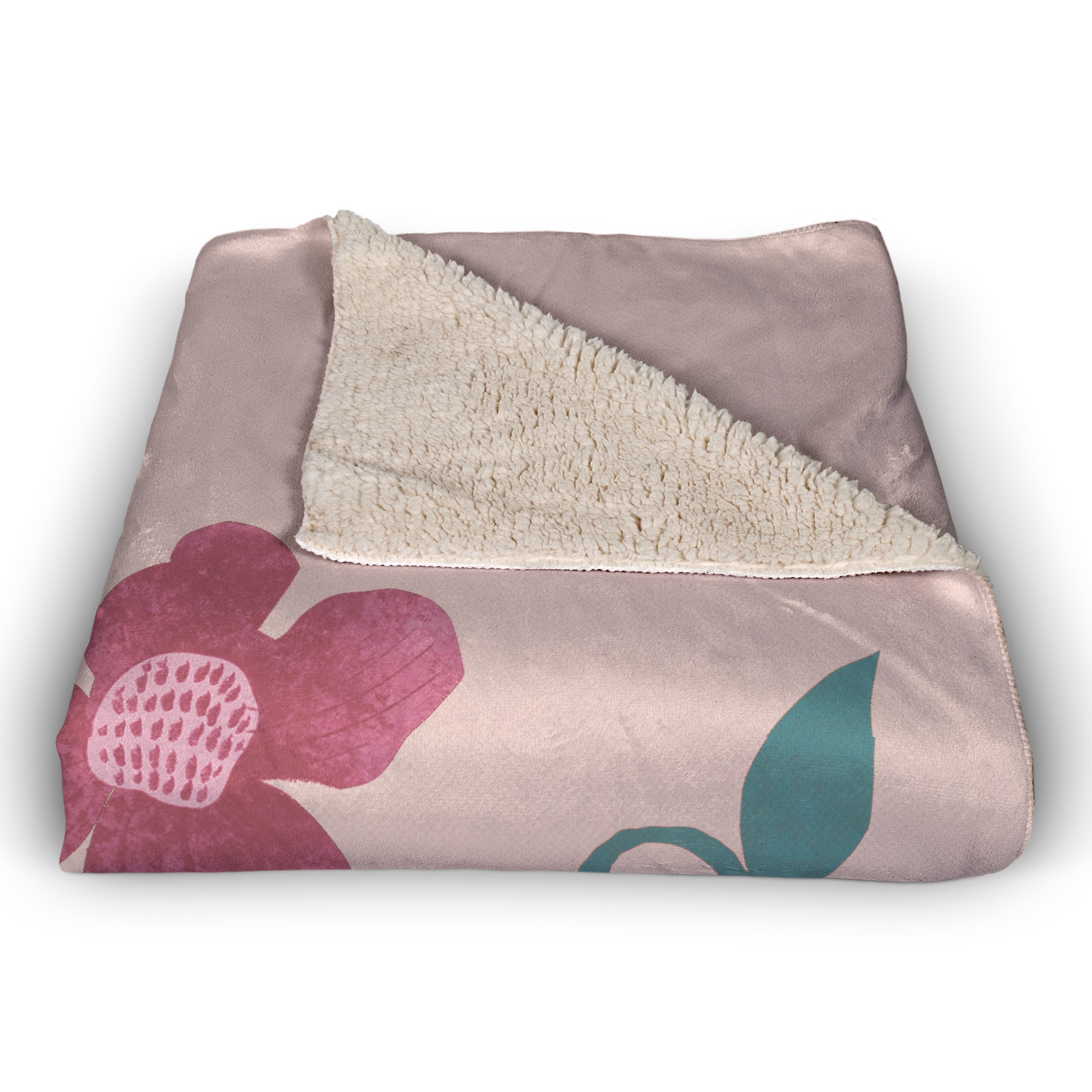 Pink Florals 50&#x22; x 60&#x22; Coral Fleece Blanket