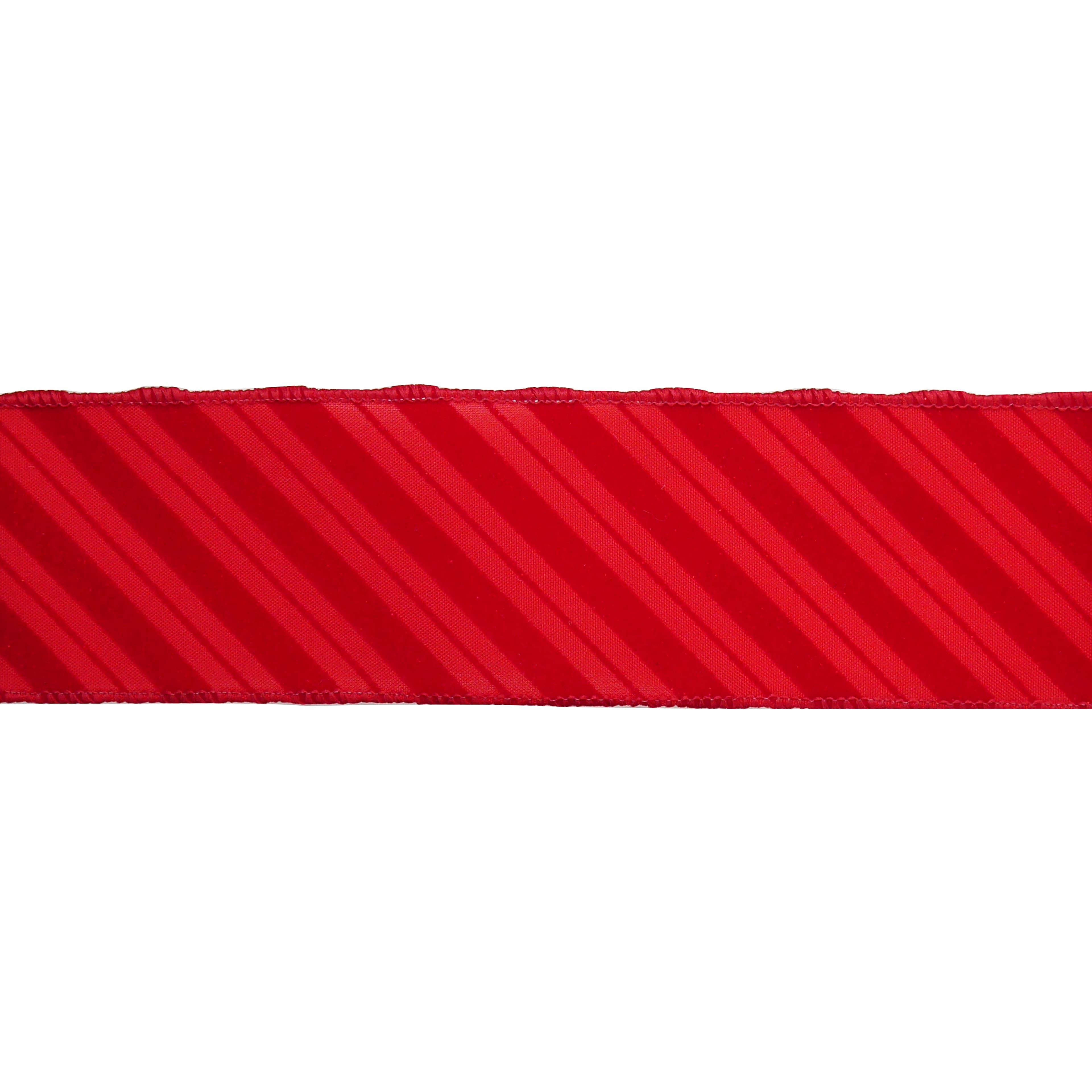 2.5&#x22; x 20ft. Red Diagonal Stripes Wired Ribbon by Celebrate It&#xAE;