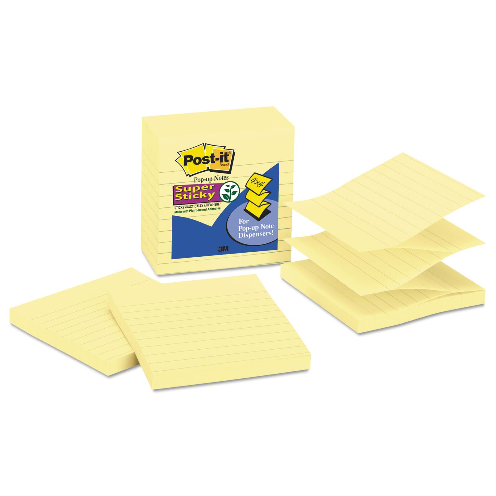 Post-it Super Sticky Lined Notes 3 Pack Sticky Notes Canary Yellow 4" x 4" 