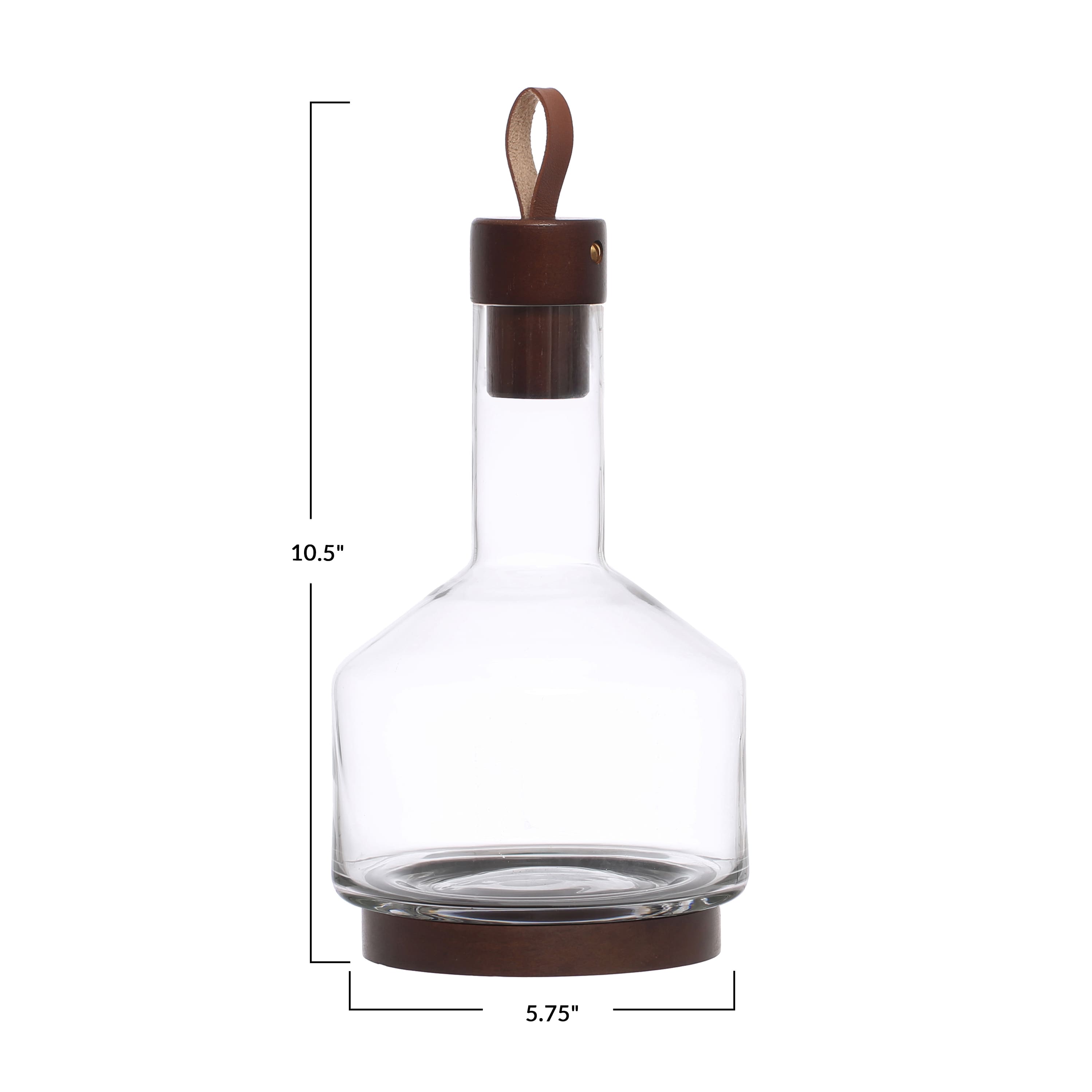 62oz. Glass Carafe with Walnut Brown Acacia Wood Base &#x26; Stopper