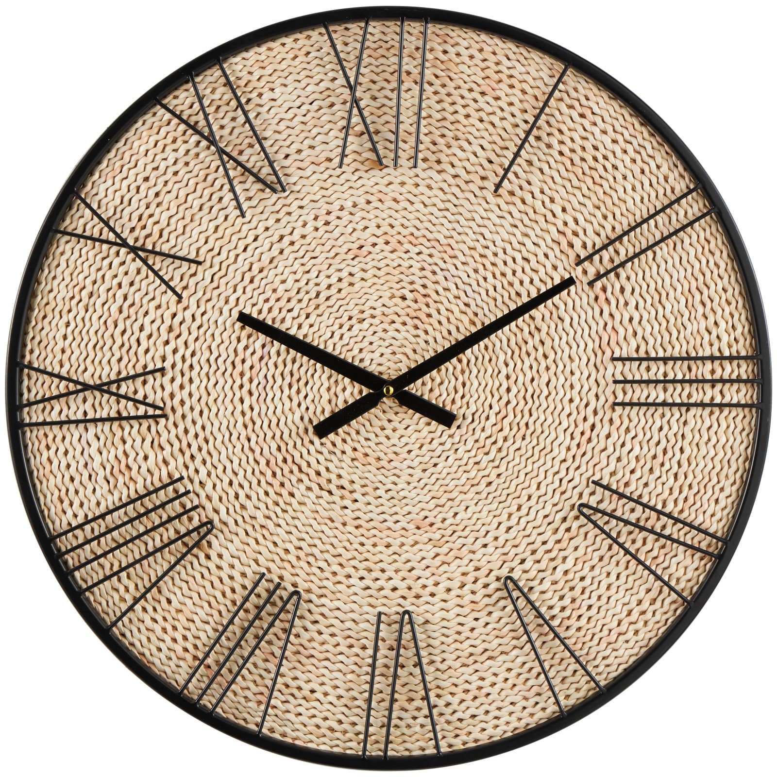 23.5&#x22; Coiled Rope Wall Clock with Black Metal Frame