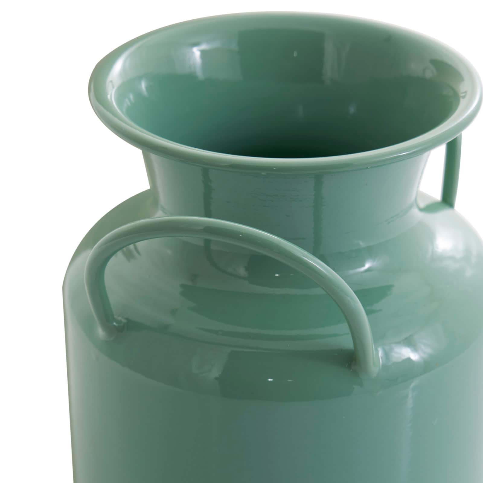 Teal and White Metal Jug Vase with Handles Set