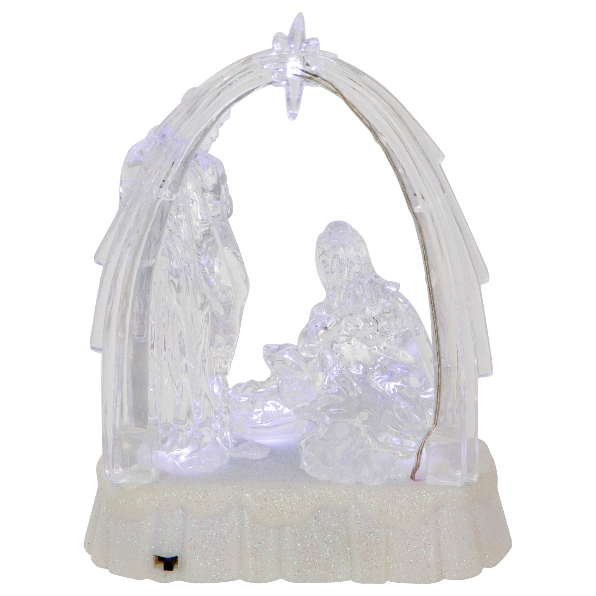 7&#x27;&#x27; LED Lighted Musical Icy Crystal Nativity Scene Christmas Decoration
