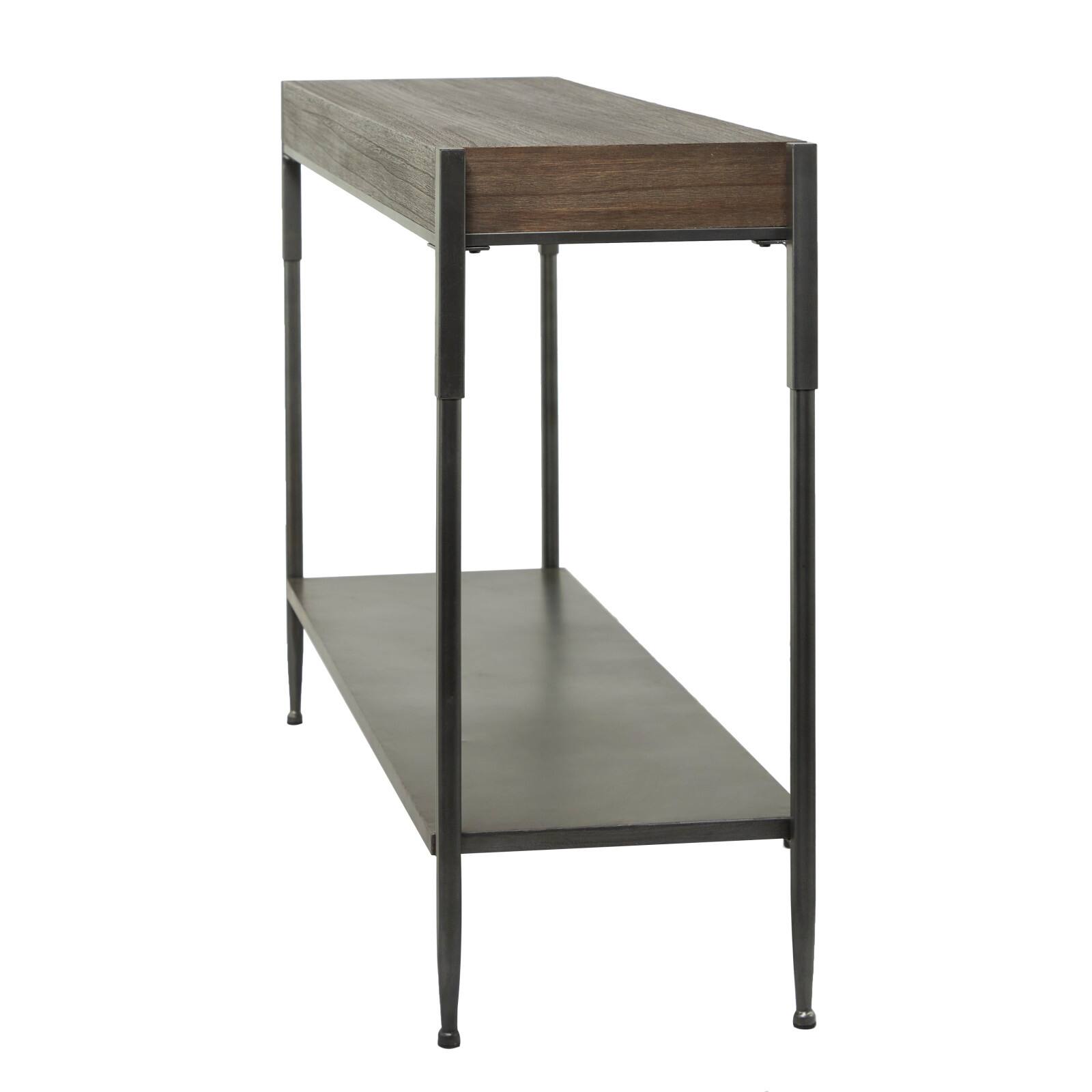 49" Brown Metal Industrial Console Table
