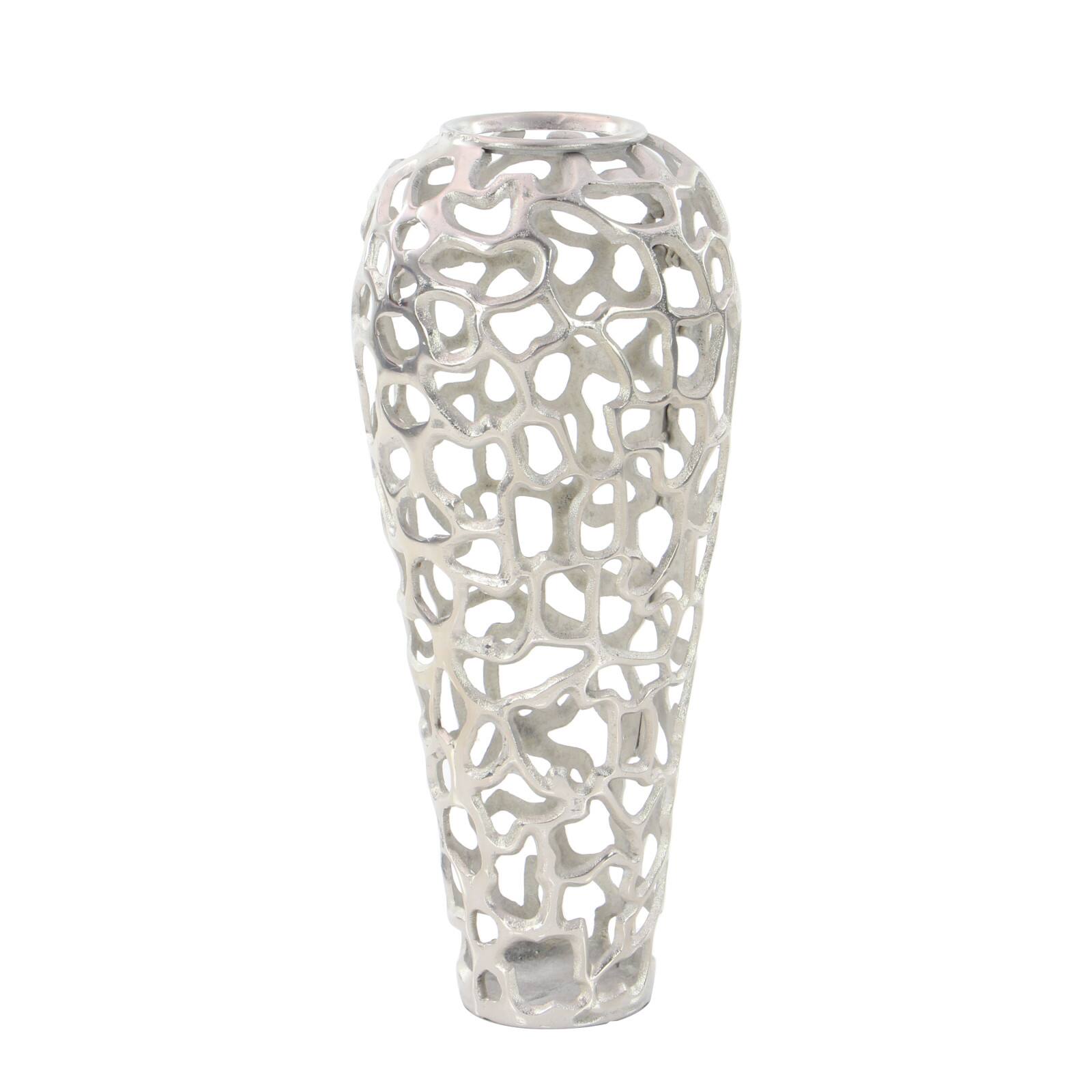 25&#x22; Silver Aluminum Contemporary Vase