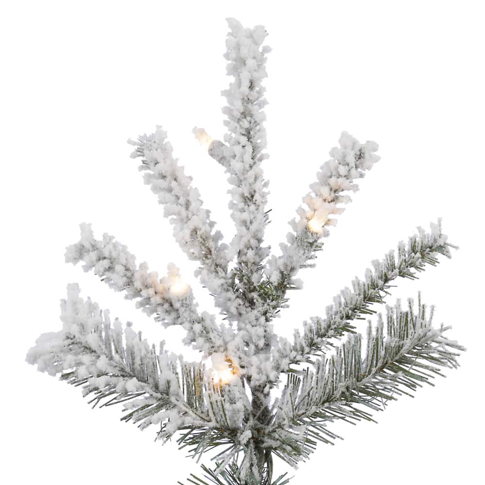 4.5ft. Pre-Lit Slim Flocked Sierra Fir Artificial Christmas Tree, Pure White Dura-Lit® LED Lights