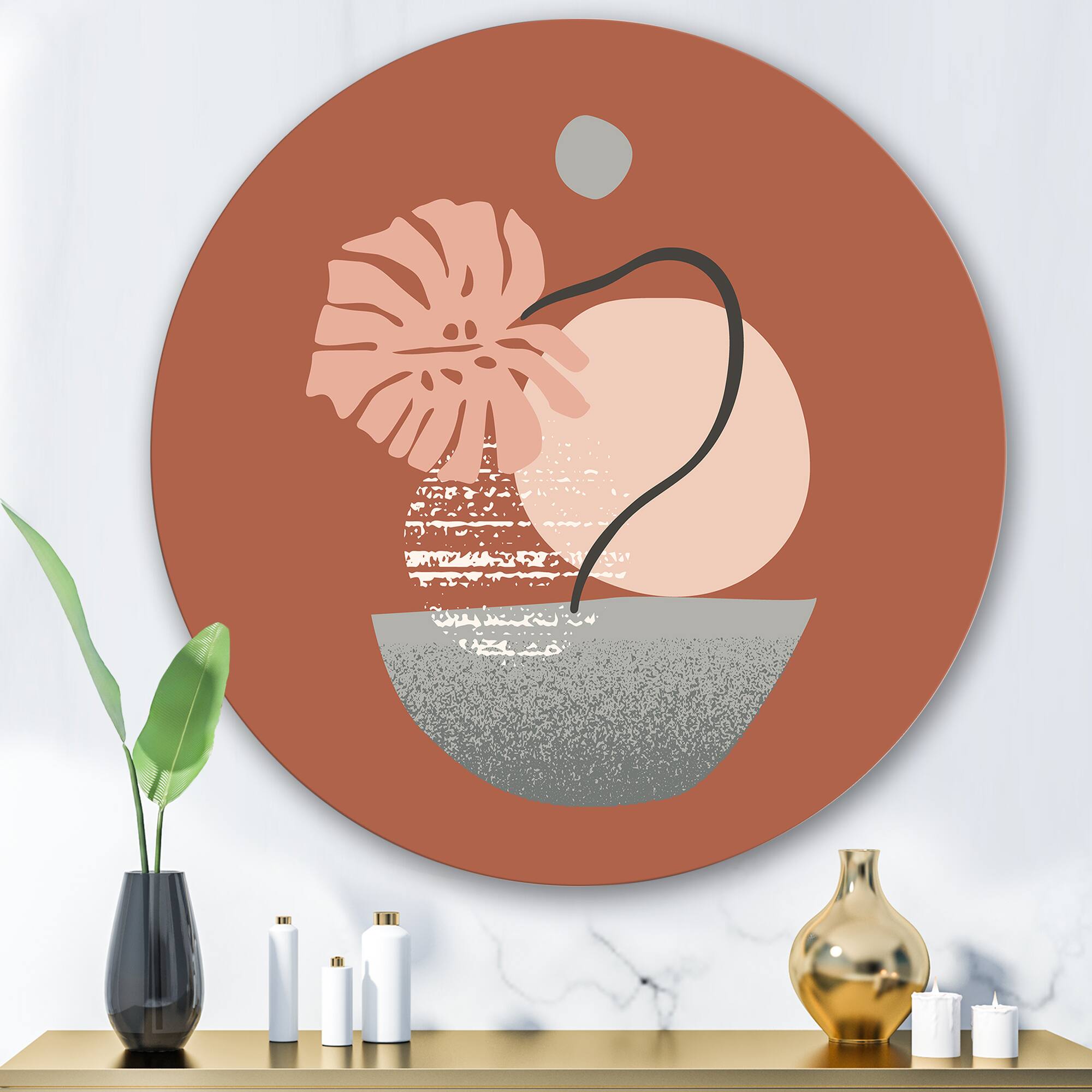 Designart - Tropical Palm Leaf & Abstract Geometry Shapes IV