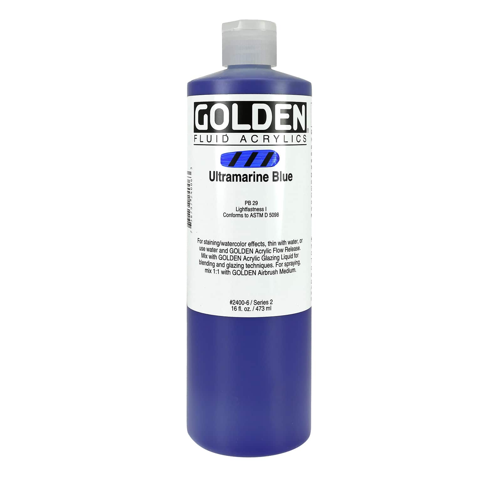 Golden Fluid Acrylics, 16 oz Paint in Ultramarine Blue