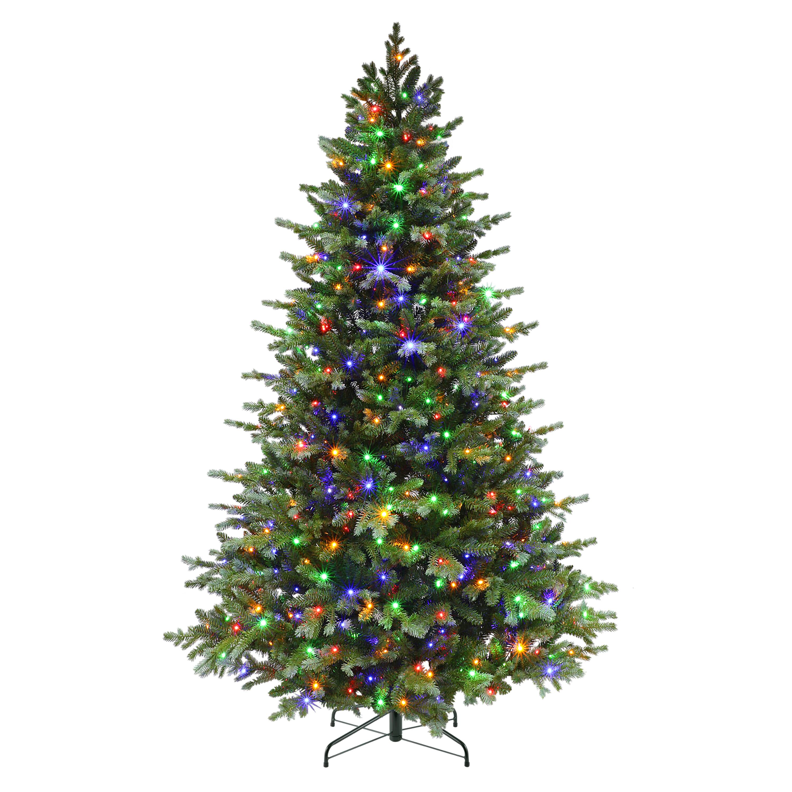 7.5 ft. Pre-Lit Linden Fir Artificial Christmas Tree, Dual-Color LED Lights