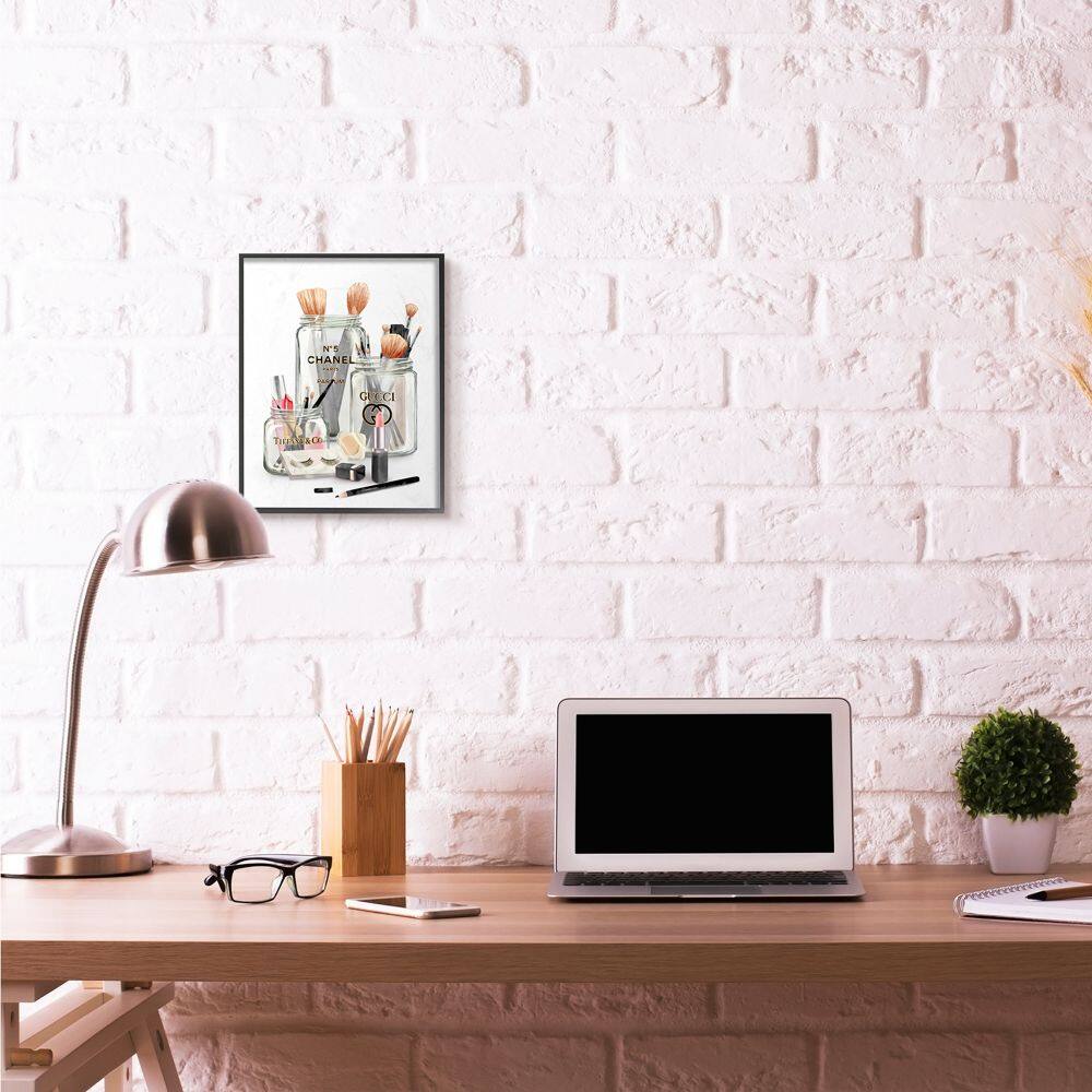 Stupell Industries Fashion Brand Makeup In Mason Jars Glam Design Framed Wall Art