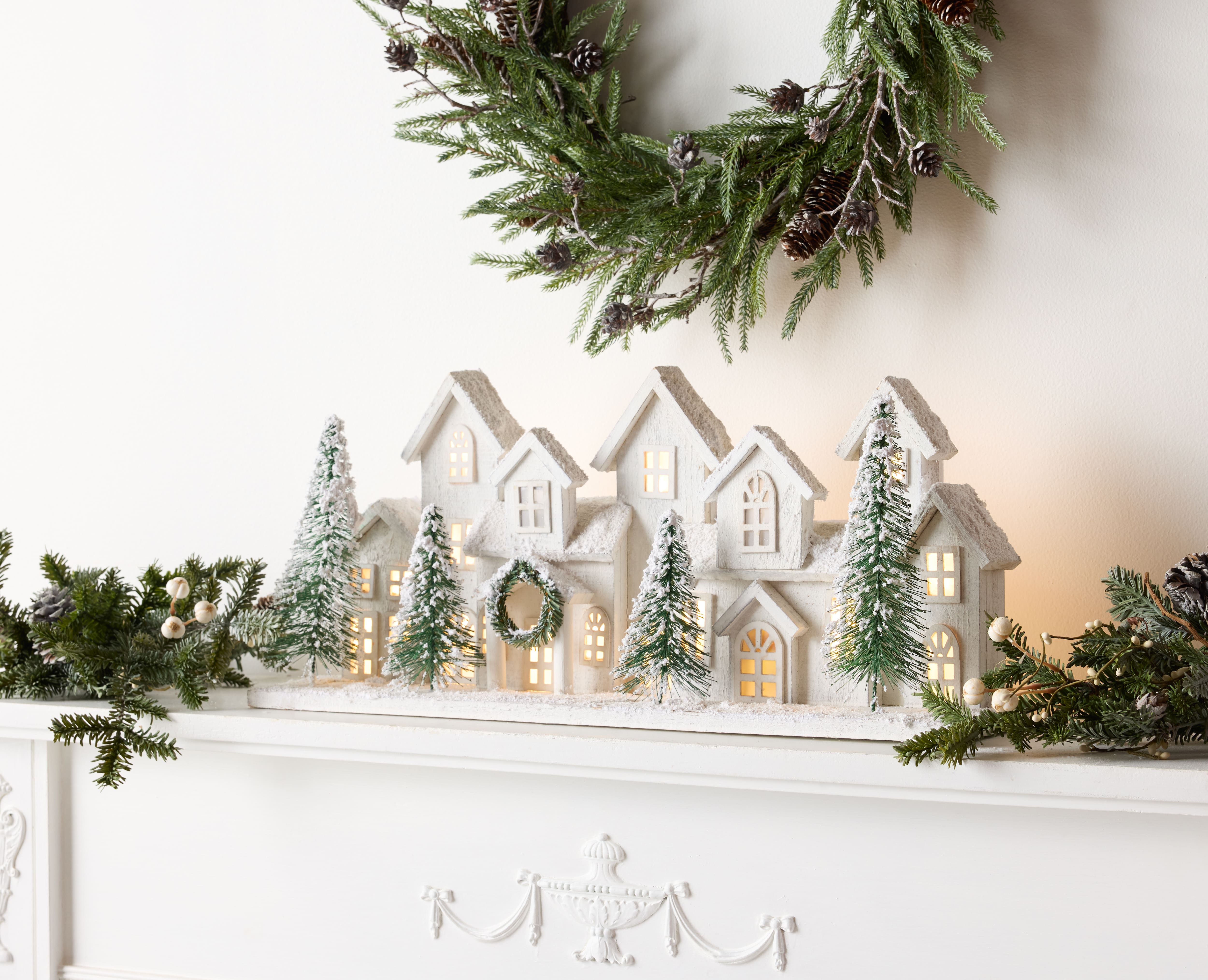 23" LED Flocked Winter Village Display