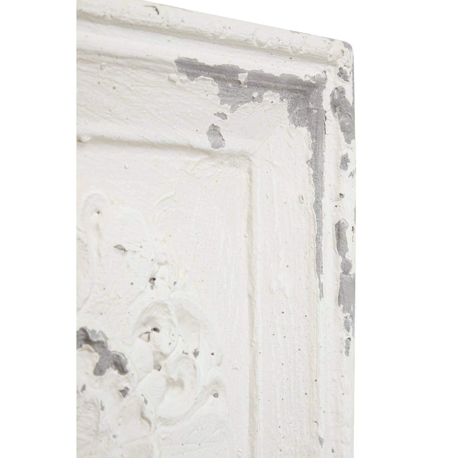 Set of 4 White Fiberglass Vintage Floral Wall Decor, 19&#x22; x 19&#x22;