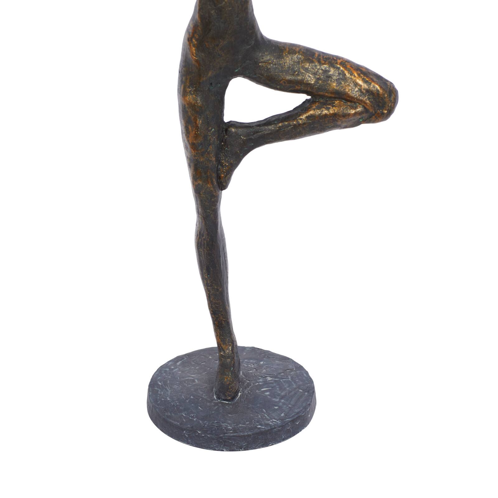 Brass Polystone Modern Sculpture, Yoga 18&#x22; x 6&#x22; x 4&#x22;