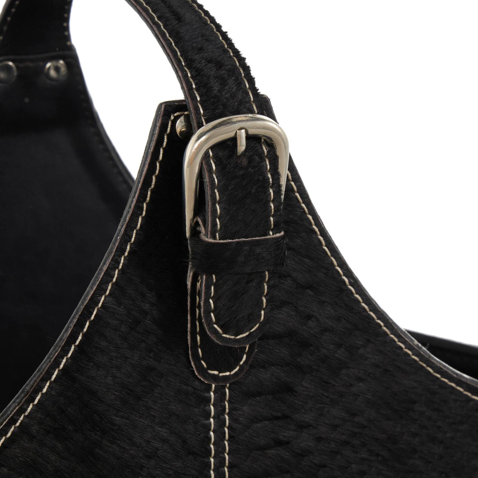 17" Black Leather Handmade Box Style Decorative Magazine Holder with Detail Stitching & Curved Buckle Handles