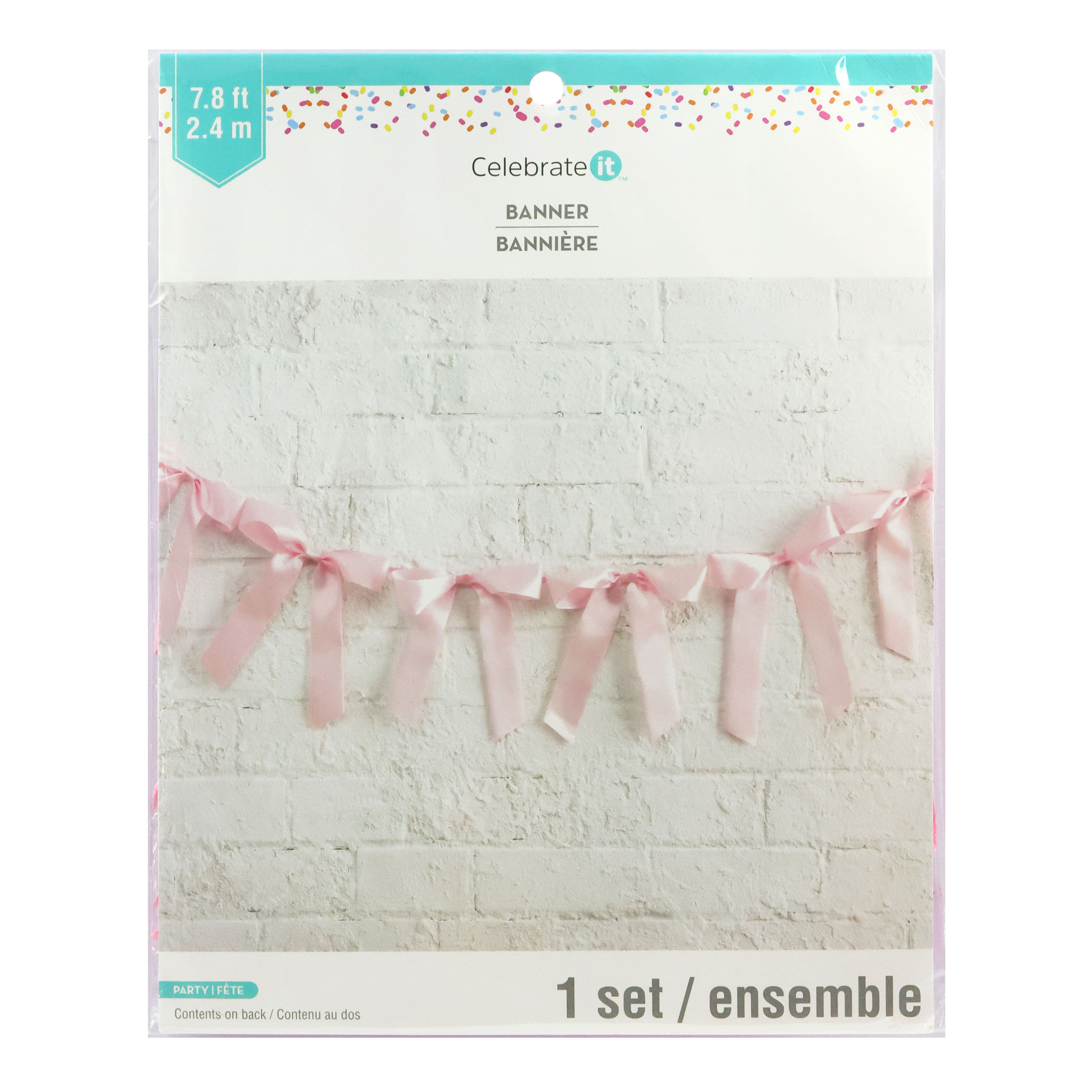 7.75&#x22; Pink Bow Banner by Celebrate It&#x2122;