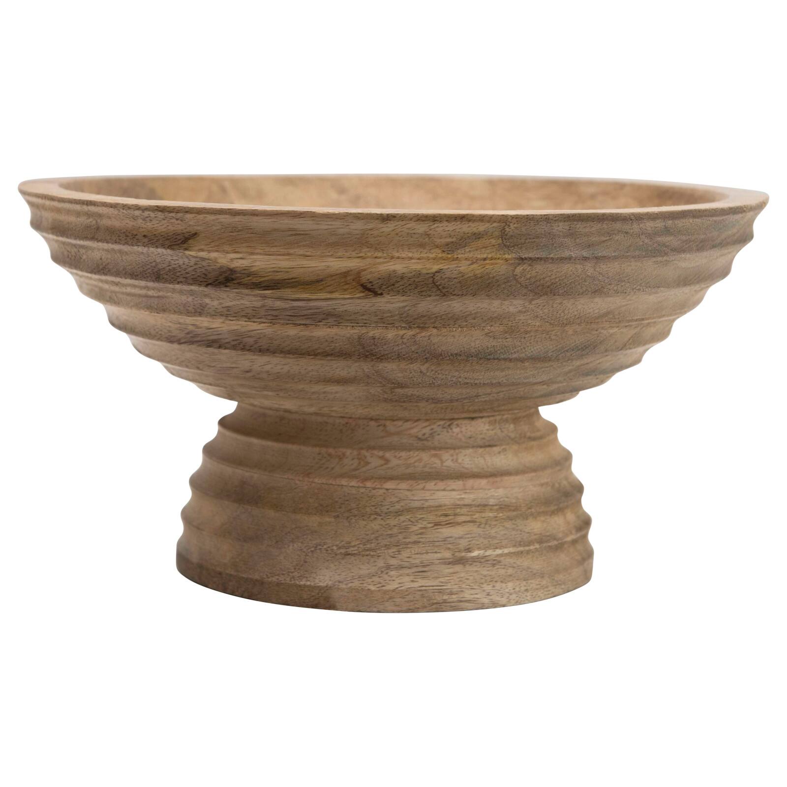 Hello Honey® 9.75" Ridged Mango Wood Footed Bowl