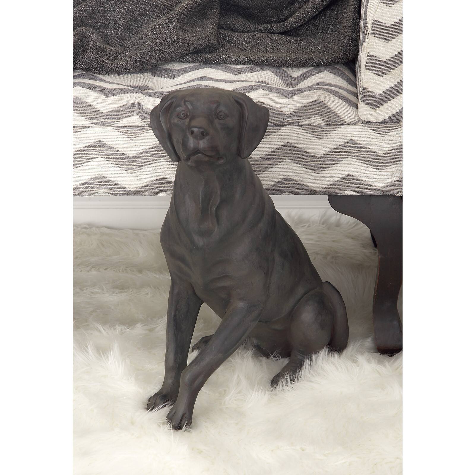 20&#x22; Brown Traditional Polystone Dog Sculpture