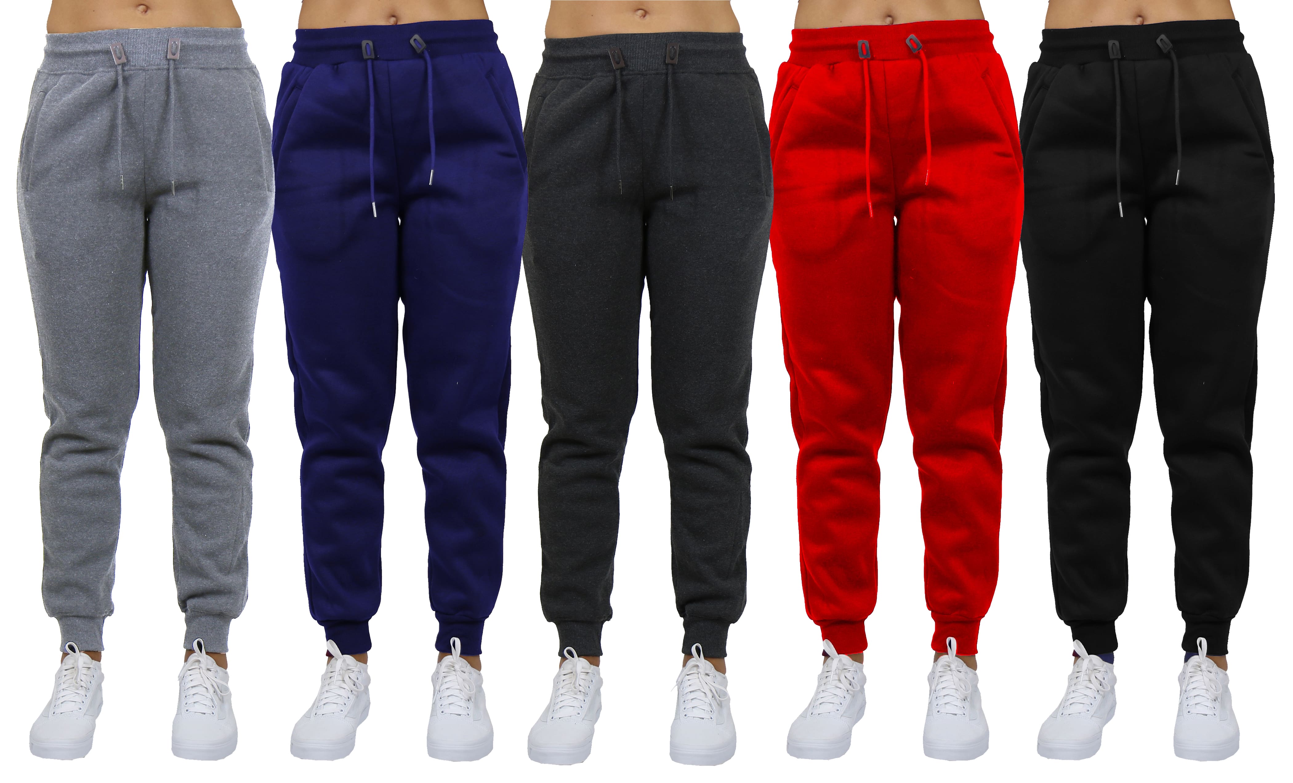 Galaxy by Harvic 3-Pack Women's Loose Fit Fleece Jogger Sweatpants