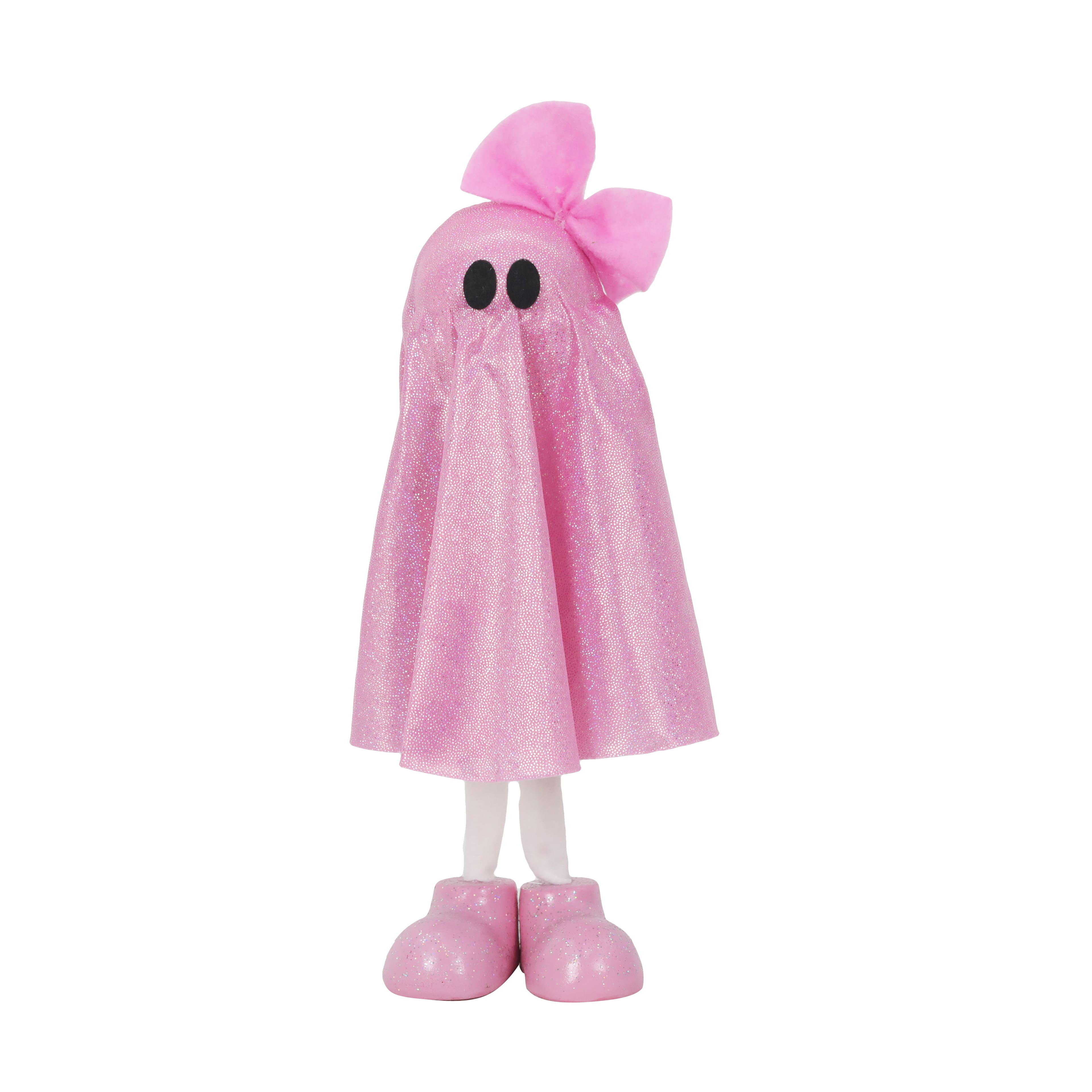 16&#x22; Standing Fabric Glitter Ghost with Bow Tabletop D&#xE9;cor by Ashland&#xAE;