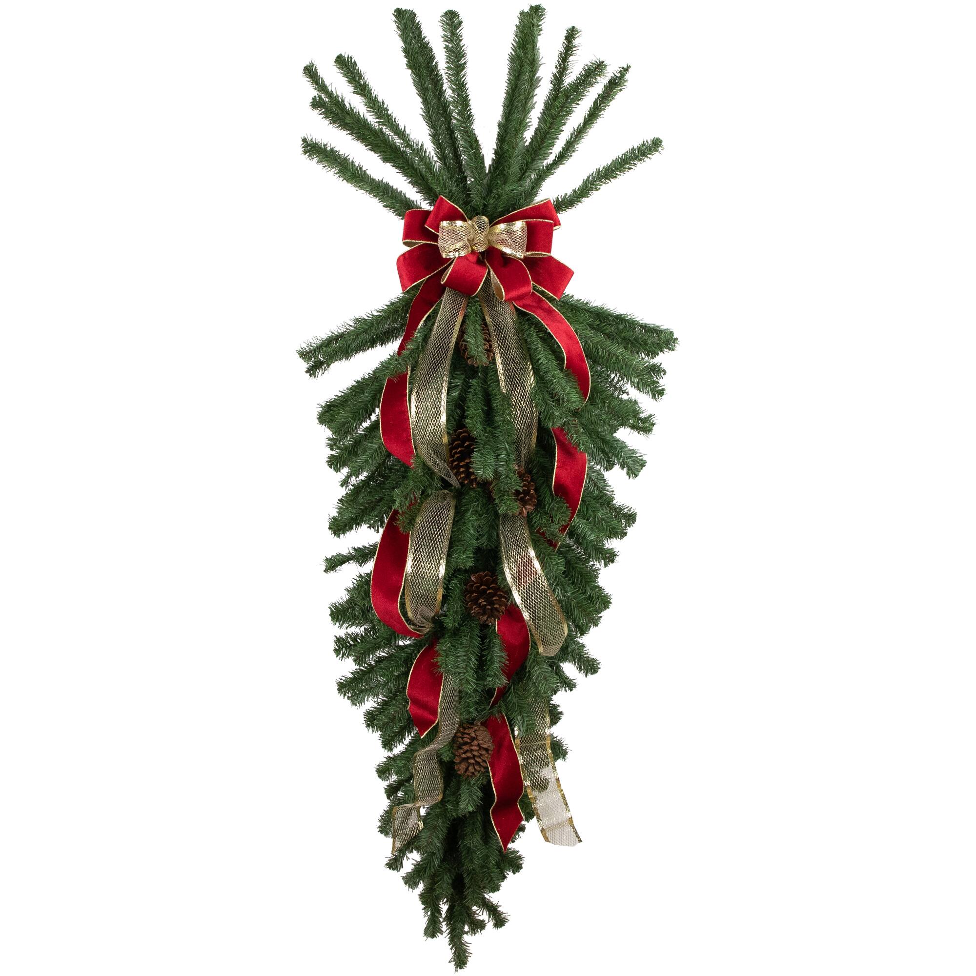 60&#x22; Canadian Pine Christmas Teardrop Swag