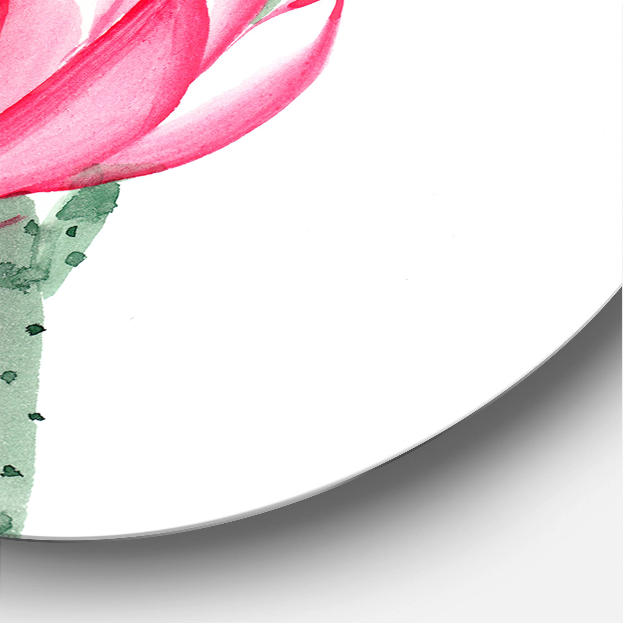 Designart - Vintage Pink Lotus Flower - Traditional Metal Circle Wall Art