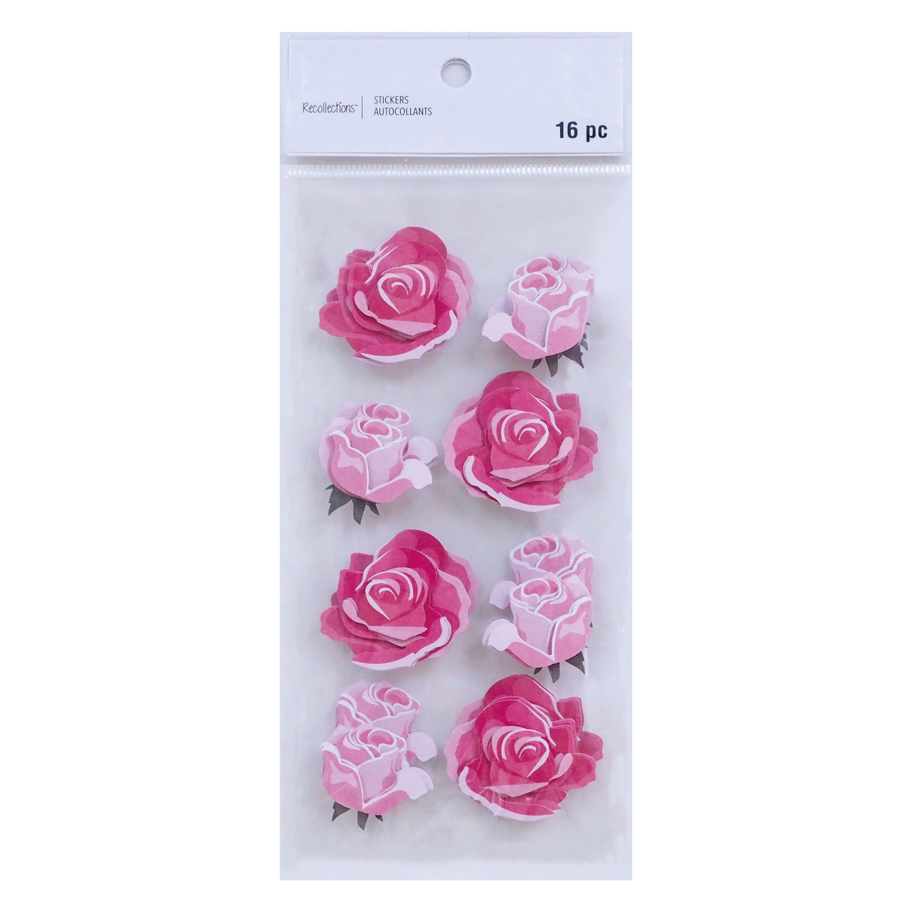 Pink Rose Floral Dimensional Stickers by Recollections™