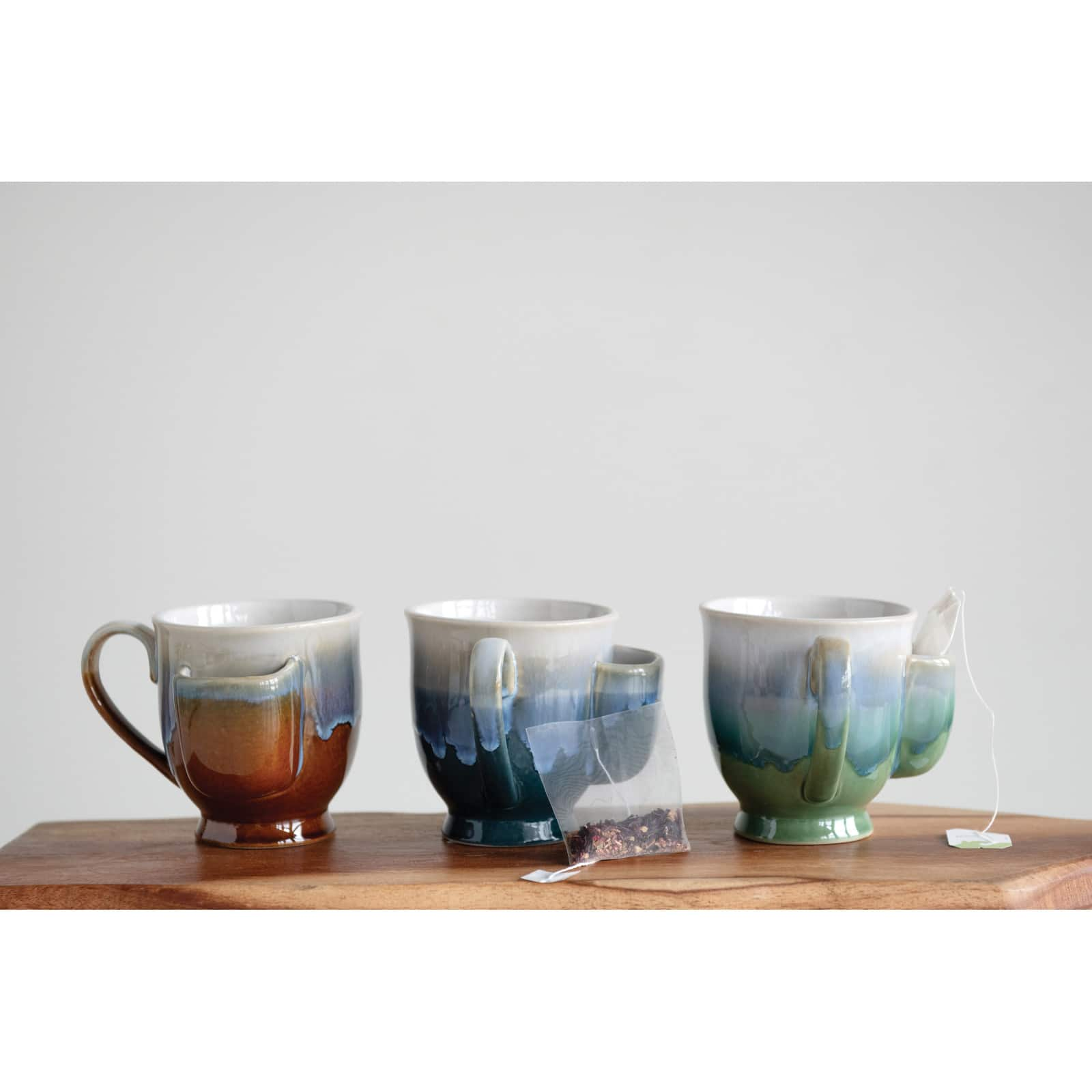 Assorted Glazed Stoneware Mug with Teabag Pocket Set, 2ct.