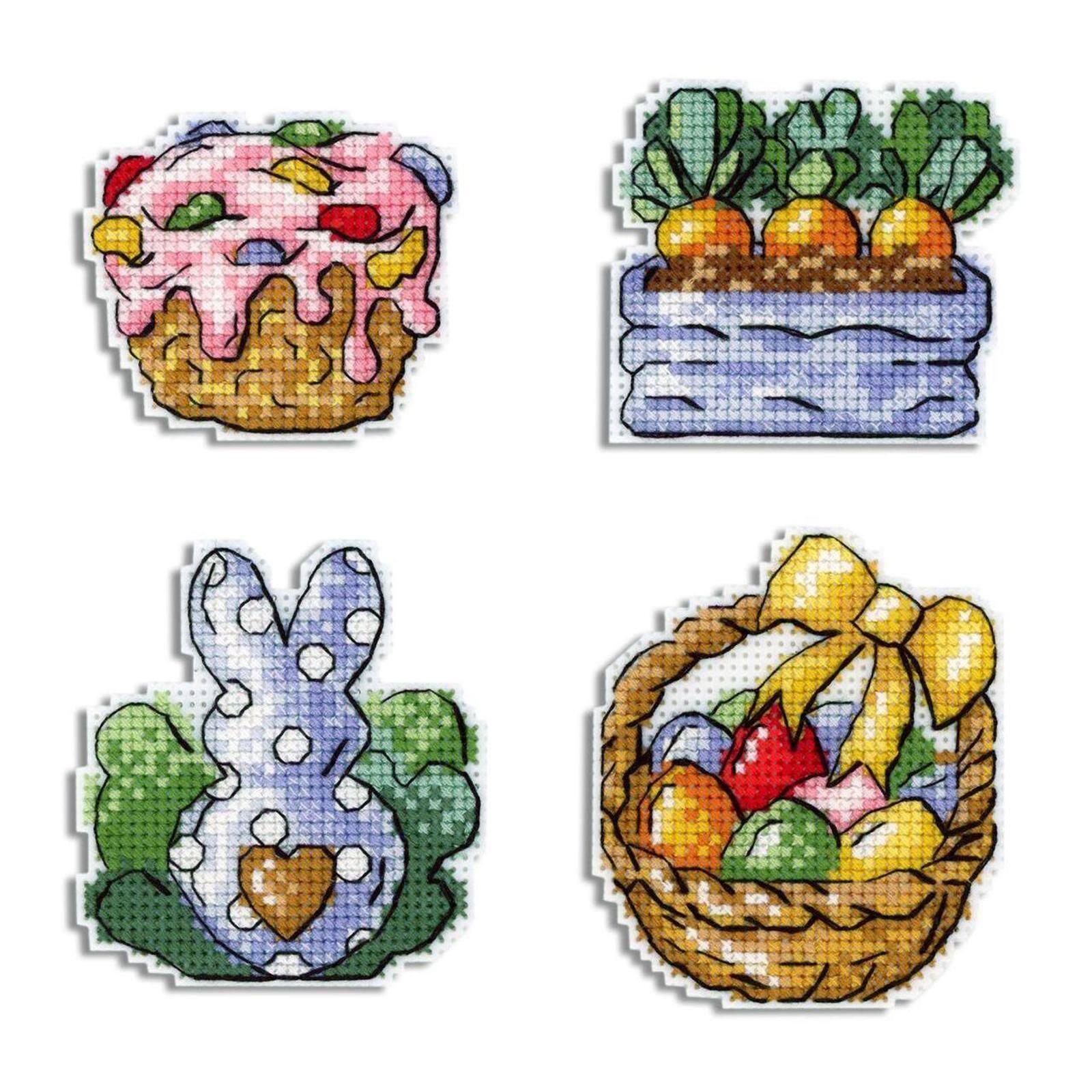 MP Studia Rabbit and Carrots. Magnets Plastic Canvas Plastic Canvas Counted Cross Stitch Kit