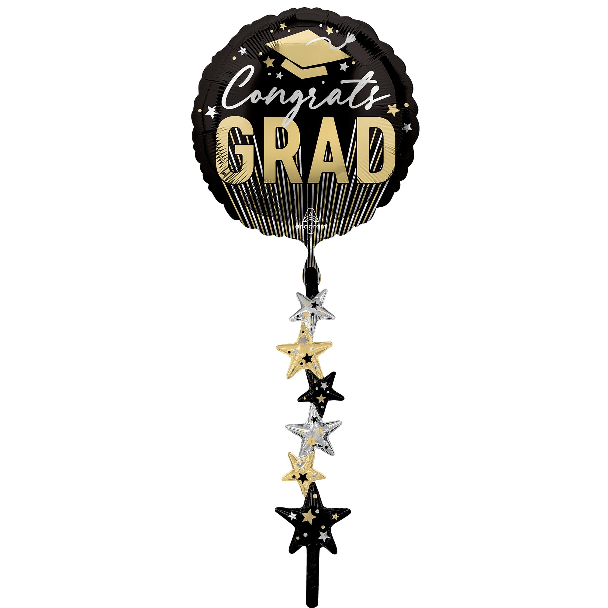 Airwalkers&#xAE; XL&#xAE; 67&#x22; Stripes on Stripes Grad Stars Foil Balloon