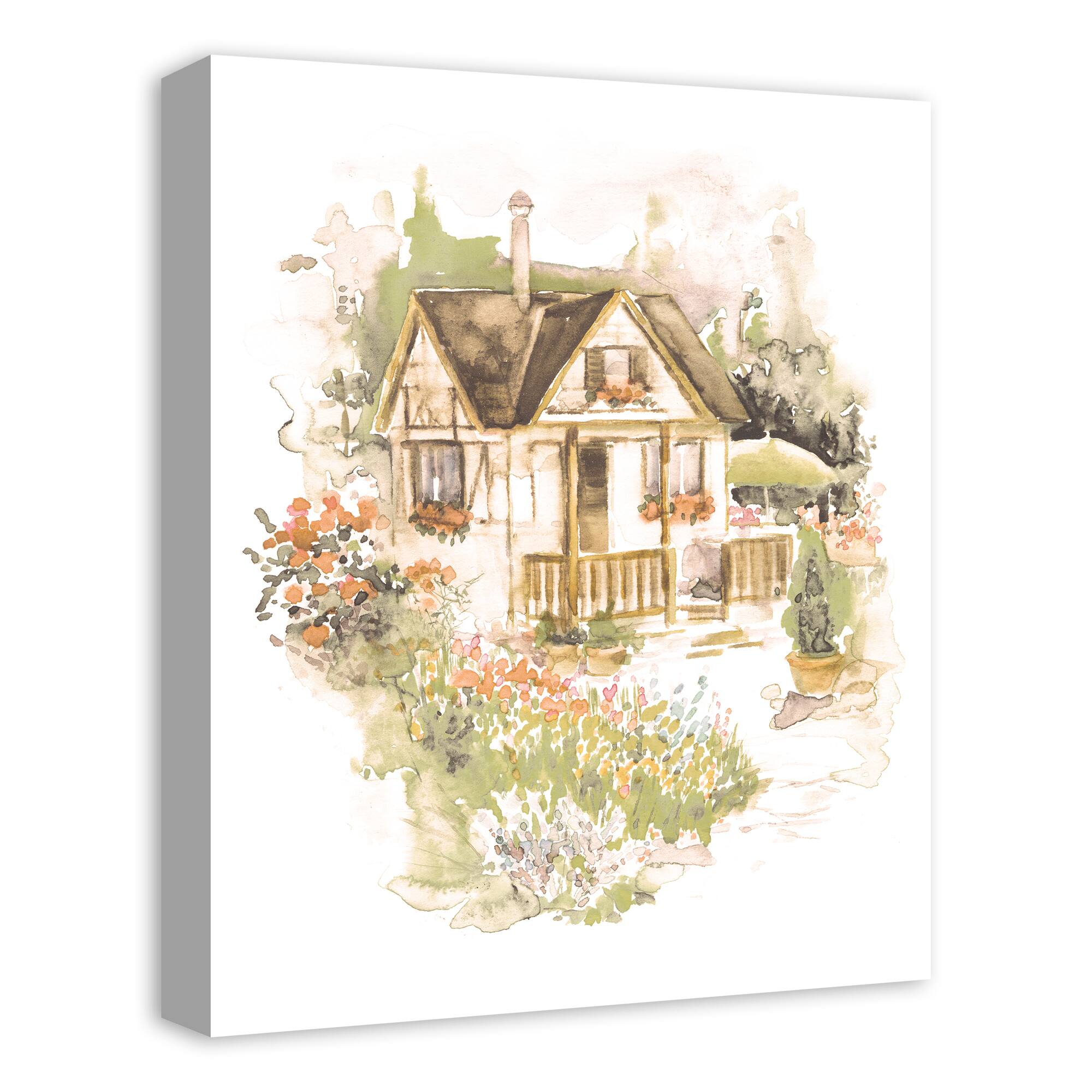 Watercolor Cottage Canvas Wall Art