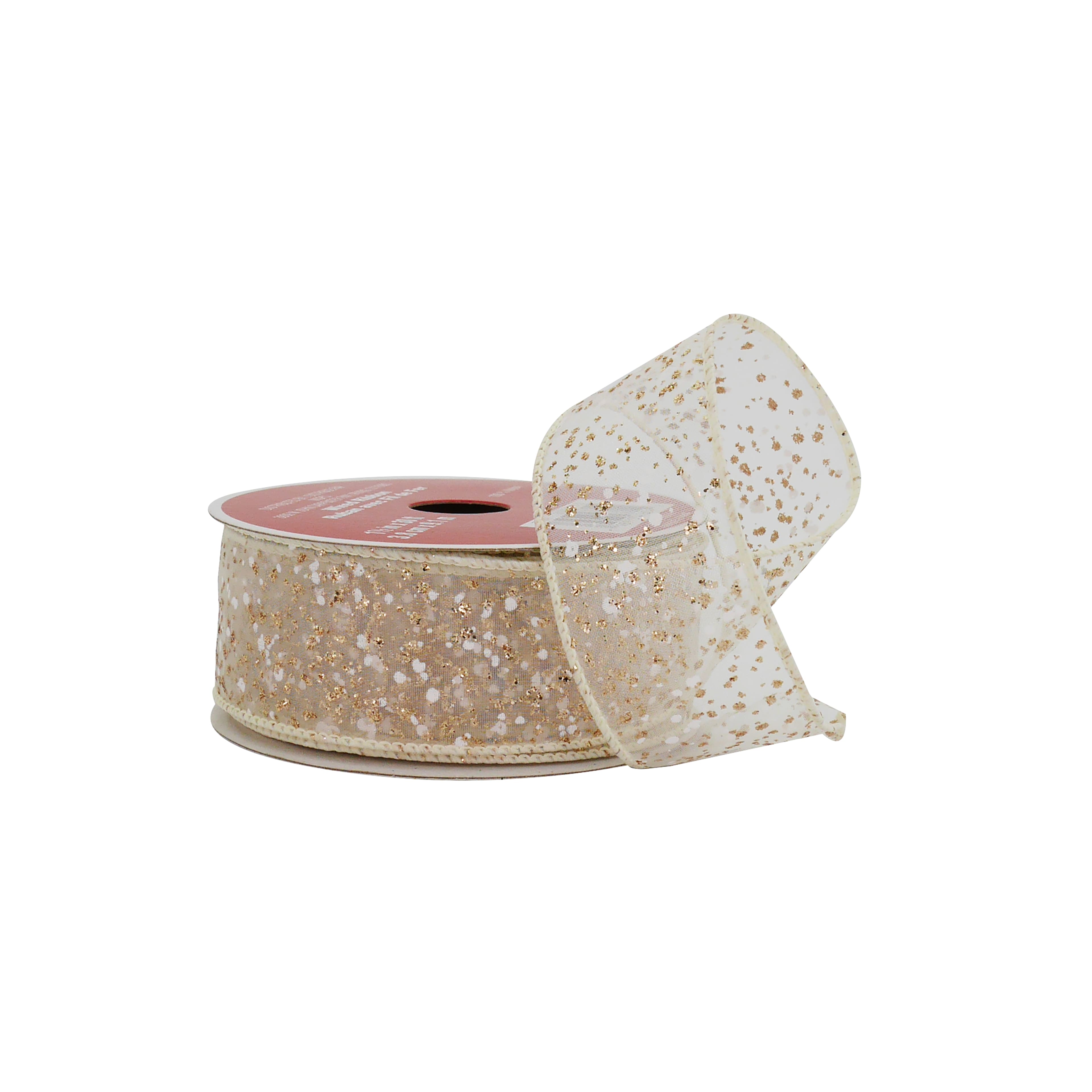 1.5&#x22; x 30ft. Gold Glitter Wired Sheer Ribbon by Celebrate It&#xAE;