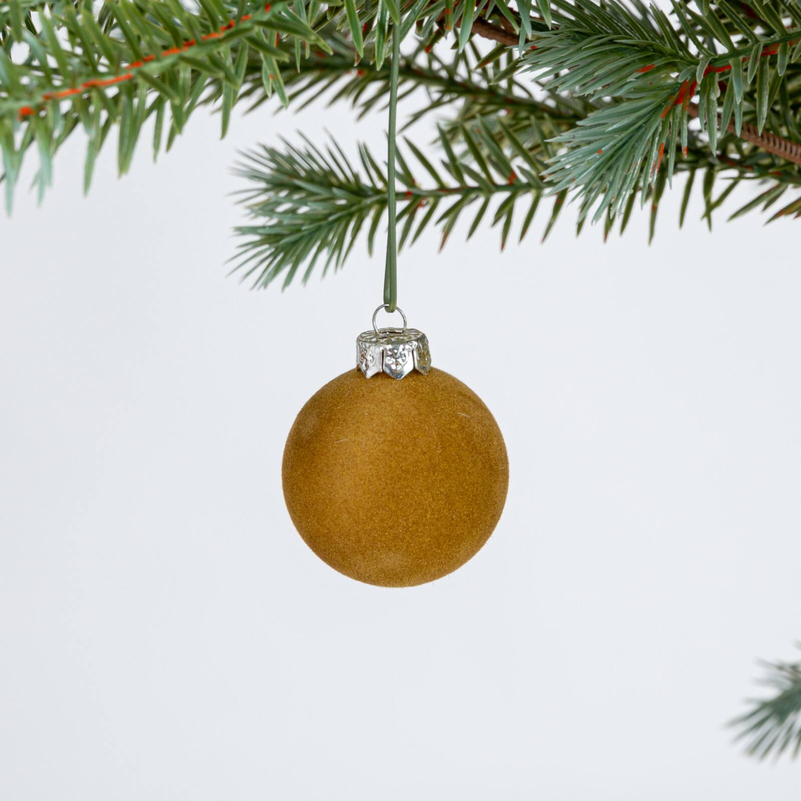 Hello Honey® 2" Brown Round Flocked Plastic Ball Ornament Set