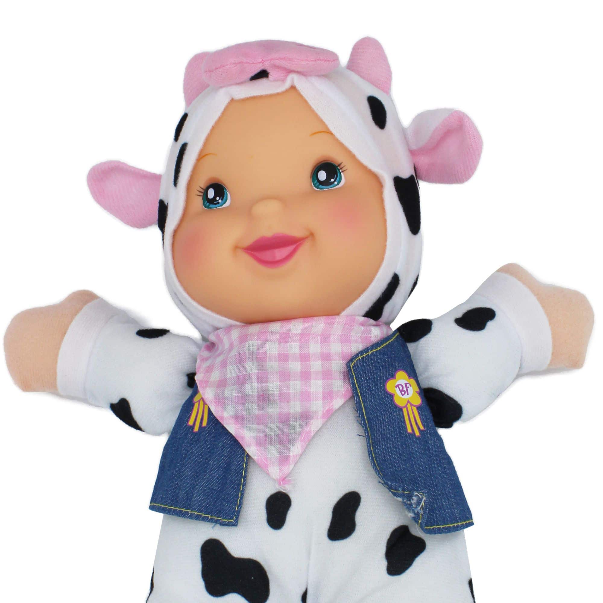 Goldberger Baby&#x27;s First&#xAE; Singing Farm Friends&#x2122; Bilingual Baby Doll with Cow Outfit